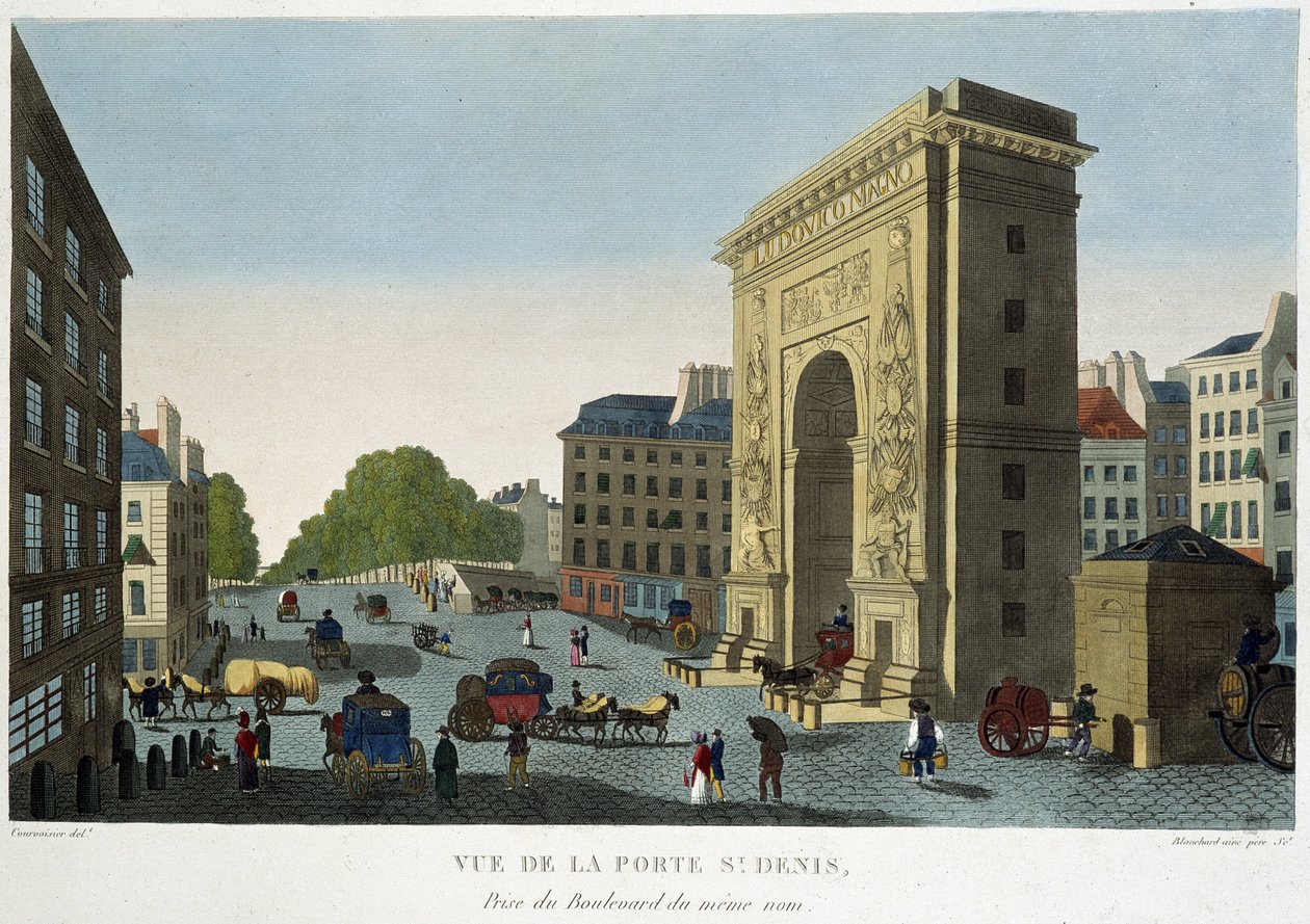Utsikt over Porte de Saint-Denis - i "" Views of Paris"" av Courvoisier av Henri Courvoisier Voisin