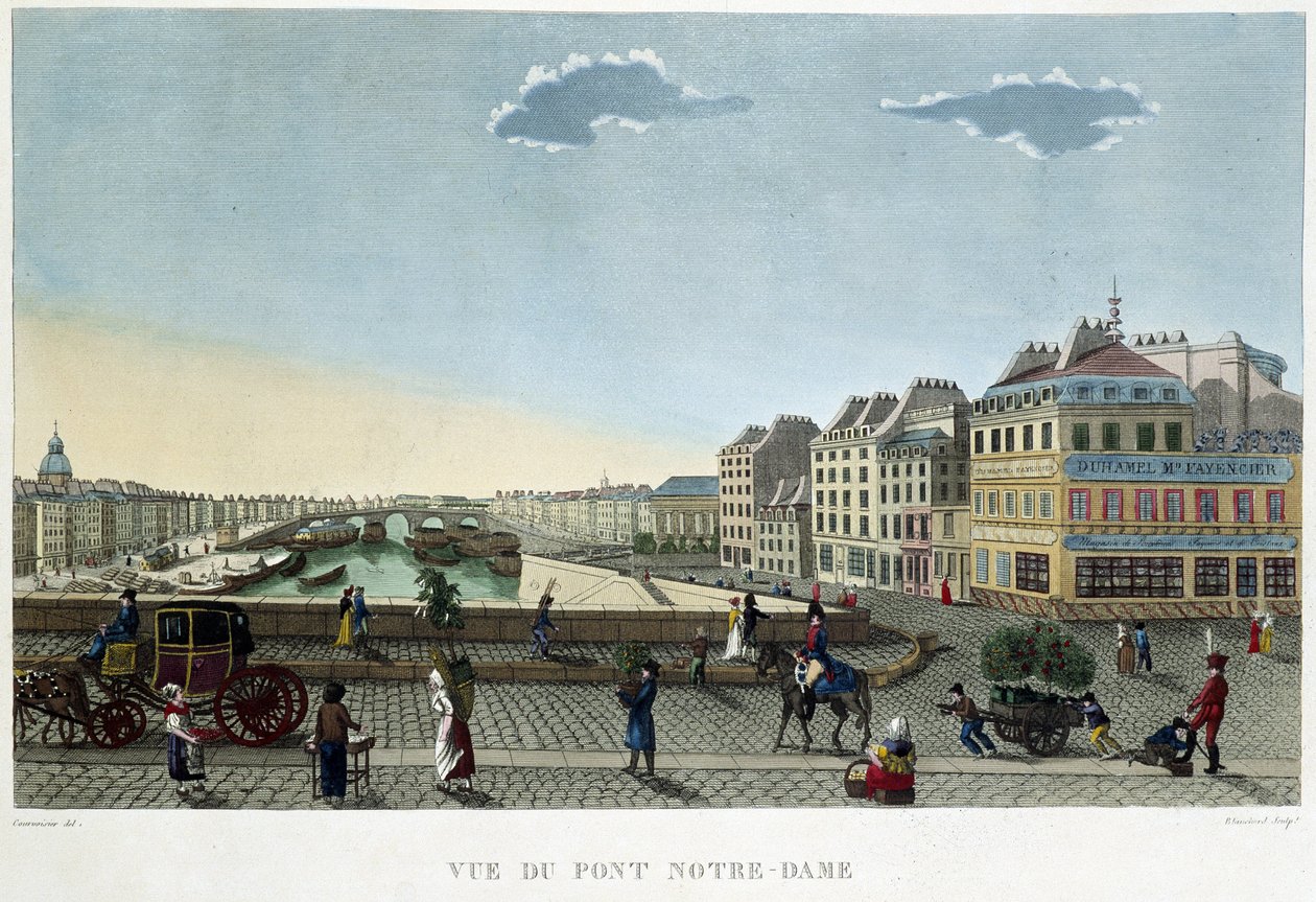 Utsikt over Notre-Dame-broen - i "" Views of Paris"" av Courvoisier av Henri Courvoisier Voisin