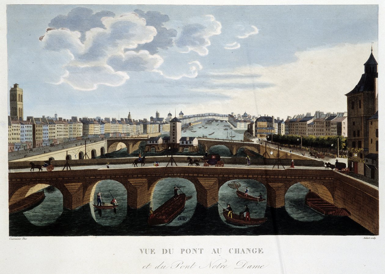 Utsikt over endringsbroen - i "" Views of Paris"" av Courvoisier av Henri Courvoisier Voisin