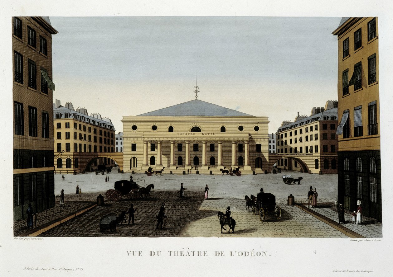 Utsikt over Odeon-teatret - i ""Views of Paris"" av Courvoisier av Henri Courvoisier Voisin