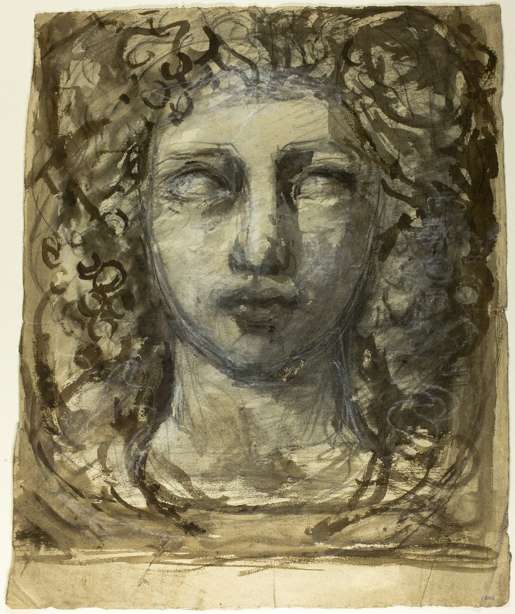 Studie av kvinnelig hode (recto); Klassisk mannlig hode (verso) av Henri Cros