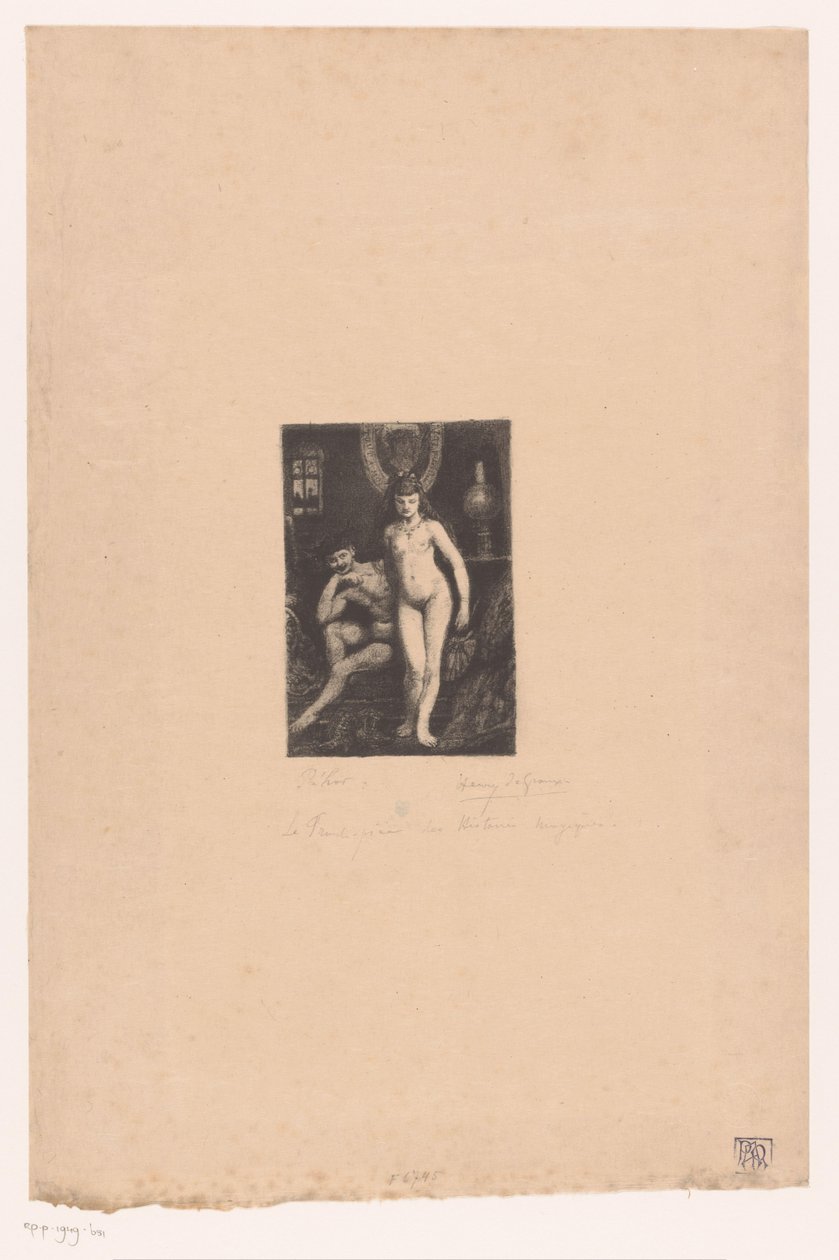 Stående naken kvinne og sittende naken mann av Henri De Groux (signed by artist)