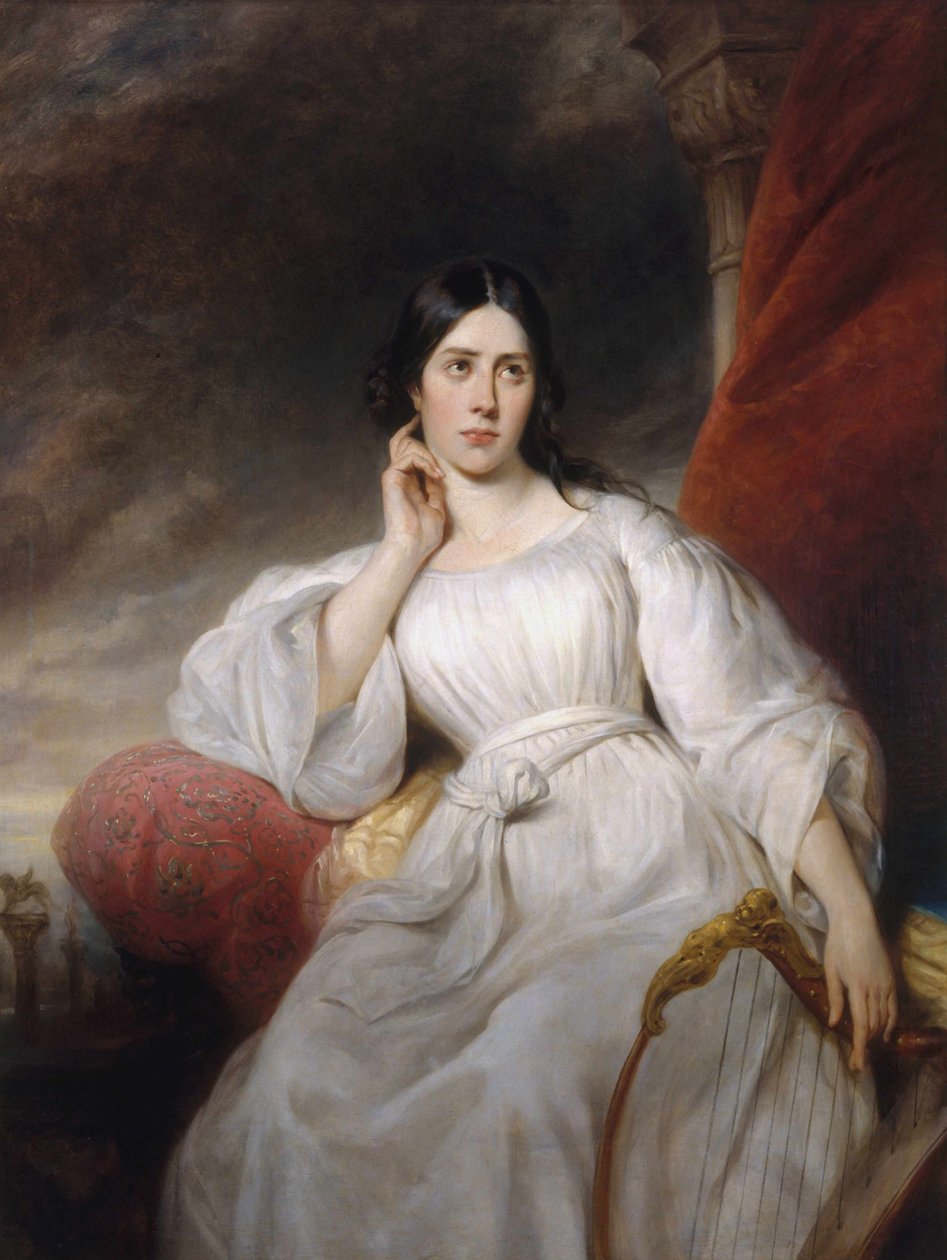 Portrett av operasangerinnen Maria Malibran-Garcia 1808-1836, som Desdemona, 1830. av Henri Decaisne