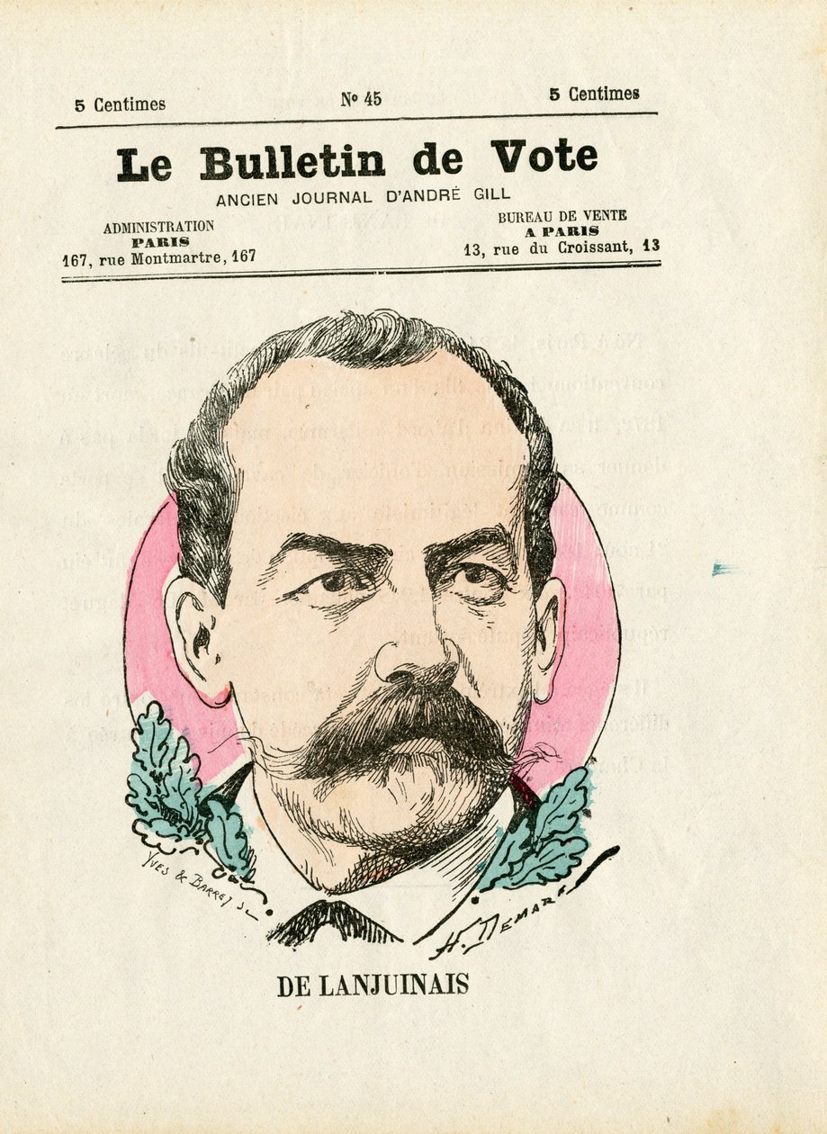 Stemmeseddel 2. serie, Satirical in Colours: De Lanjuinais - Illustrasjon av Henri Demare (1846-1888) av Henri Demare