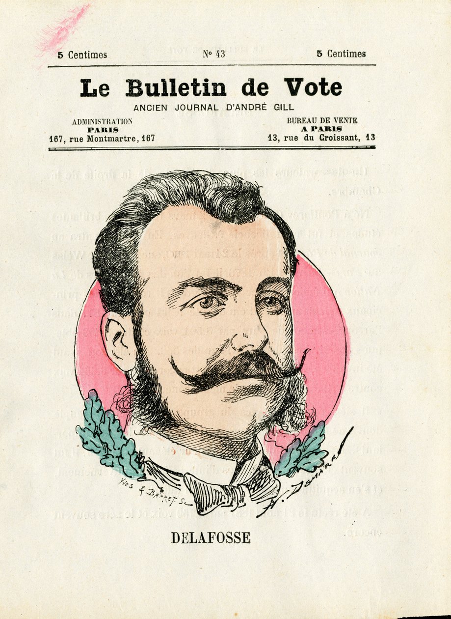 Stemmeseddel 2. serie, Satirisk i farger: Delafosse - Illustrasjon av Henri Demare (1846-1888) av Henri Demare