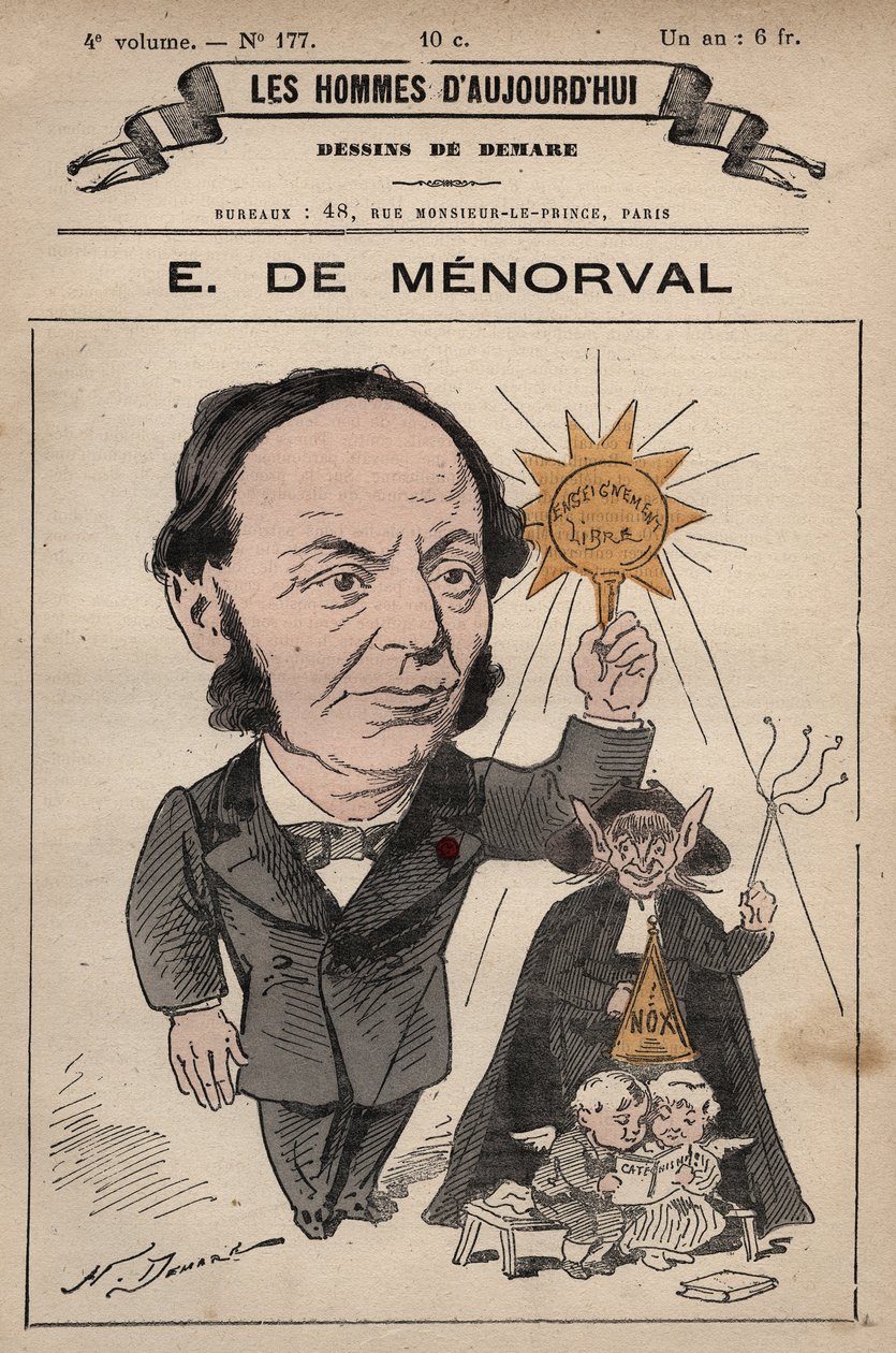 Tegneserie av Eugene de Menorval (1829-1897) engelsk forfatter fra 'Les Hommes d'today' ca. 1880 1880 av Henri Demare (1846-1888) av Henri Demare