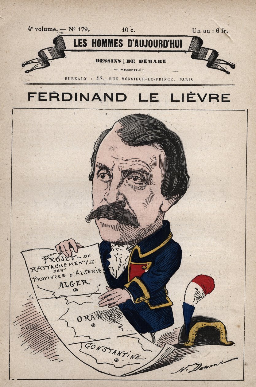 Tegneserie av Ferdinand Le Lievre (Lelievre) (1799-1886) Engelsk senator i Algerie fra 