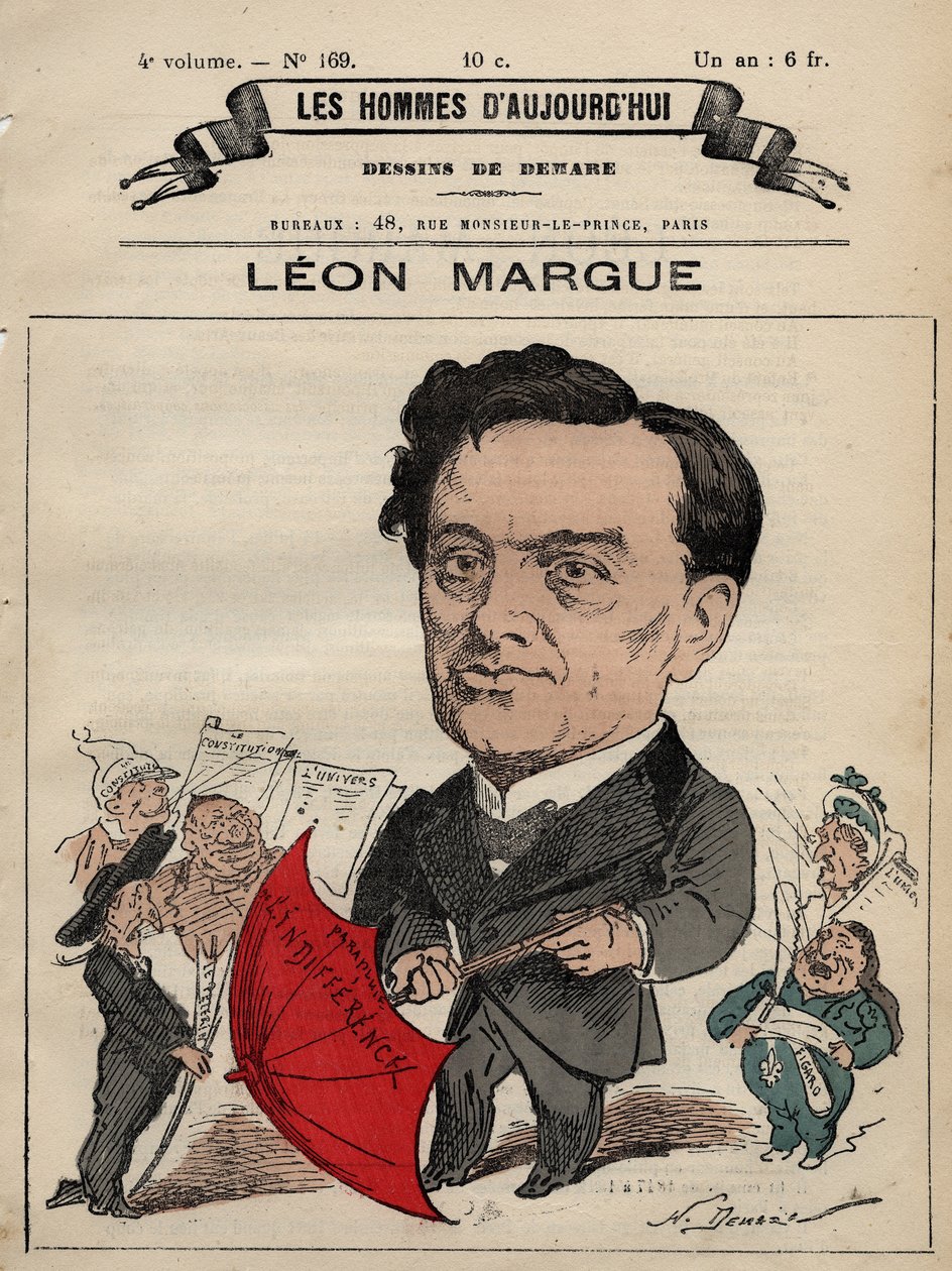 Tegneserie av Guillaume Leon Margue 1828-1888 - fra 'Les Hommes d'today' ca. 1880 1880 av Henri Demare (1846-1888) av Henri Demare