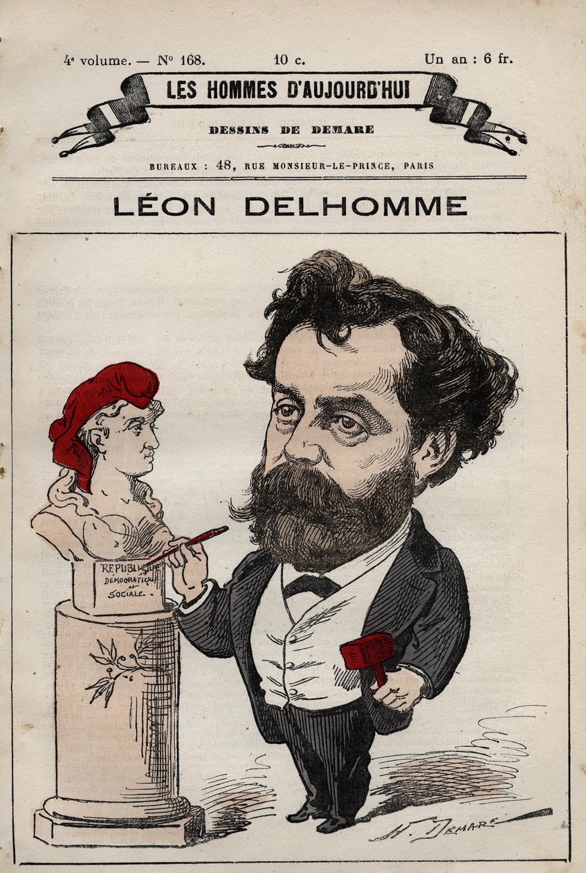 Tegneserie av Leon Alexandre Delhomme (1841-1895) fransk billedhugger fra 