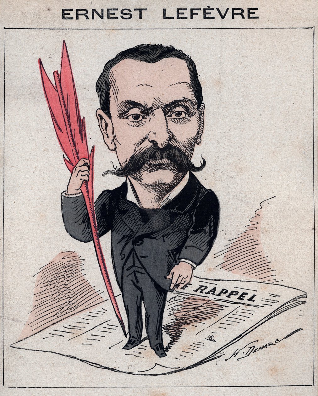 Francois Ernest Lefevre (1833 -1889), advokat og politikerpresident for Conseil Municipal og depute de Paris - karikatur av Henri Demare i "Les Hommes d'Today"", Paris av Henri Demare