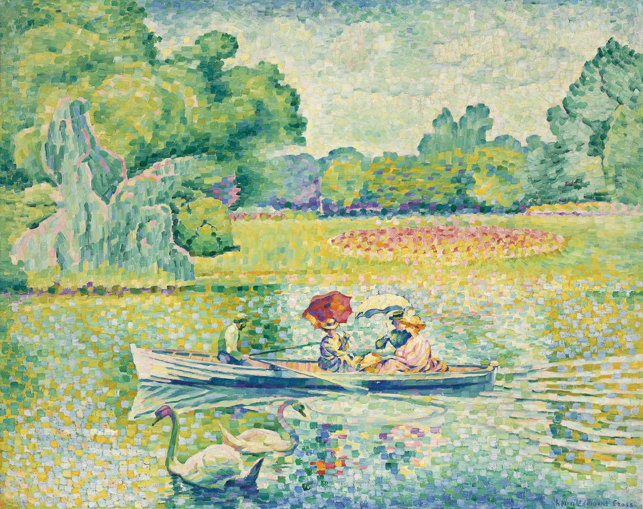 Båtliv i Bois de Boulogne; Båttur i Bois de Boulogne, ca. 1899-1900 av Henri Edmond Cross