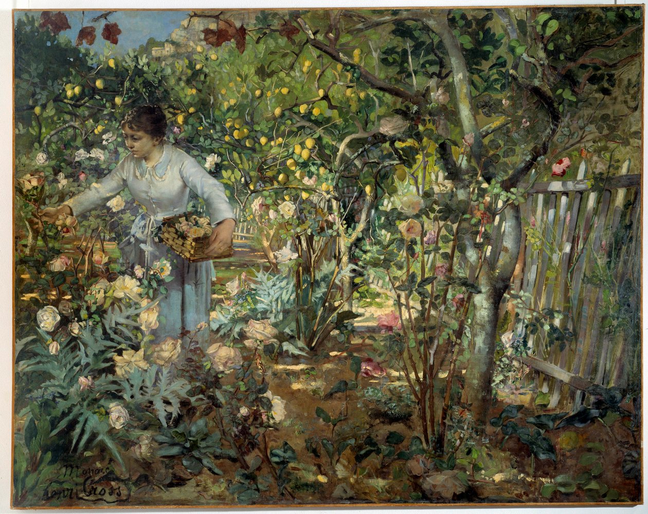 Hage med roser i Monaco Maleri av Cross Henri Delacroix Dit Cross (Henri Edmond Cross) (1856-1910) av Henri Edmond Cross