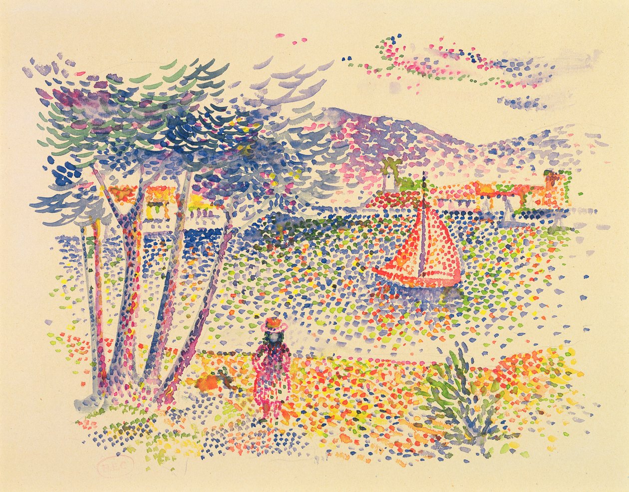 Seilbåter ved sjøen av Henri Edmond Cross