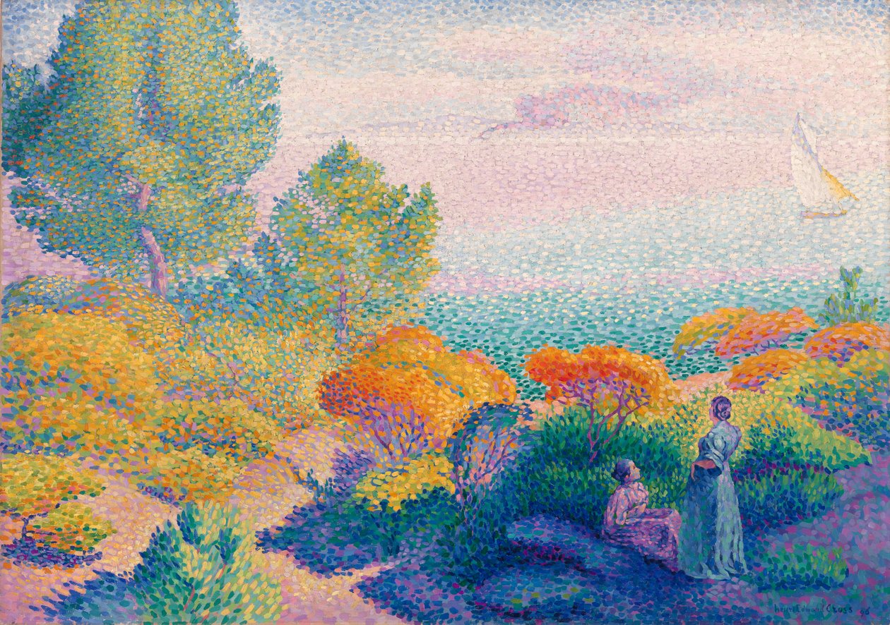 To kvinner ved kysten, Middelhavet av Henri Edmond Cross