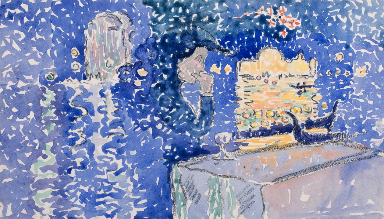 Venezia: Night of the Festival of the Redeemer, 1903 (wc over blyant på hvitt vevd papir) av Henri Edmond Cross