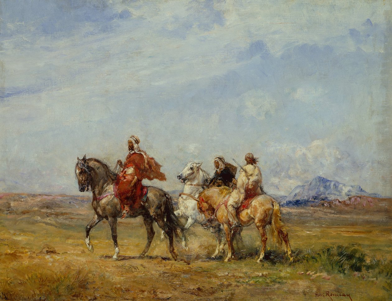 Et arabisk jaktparti (olje på lerret) av Henri Emilien Rousseau