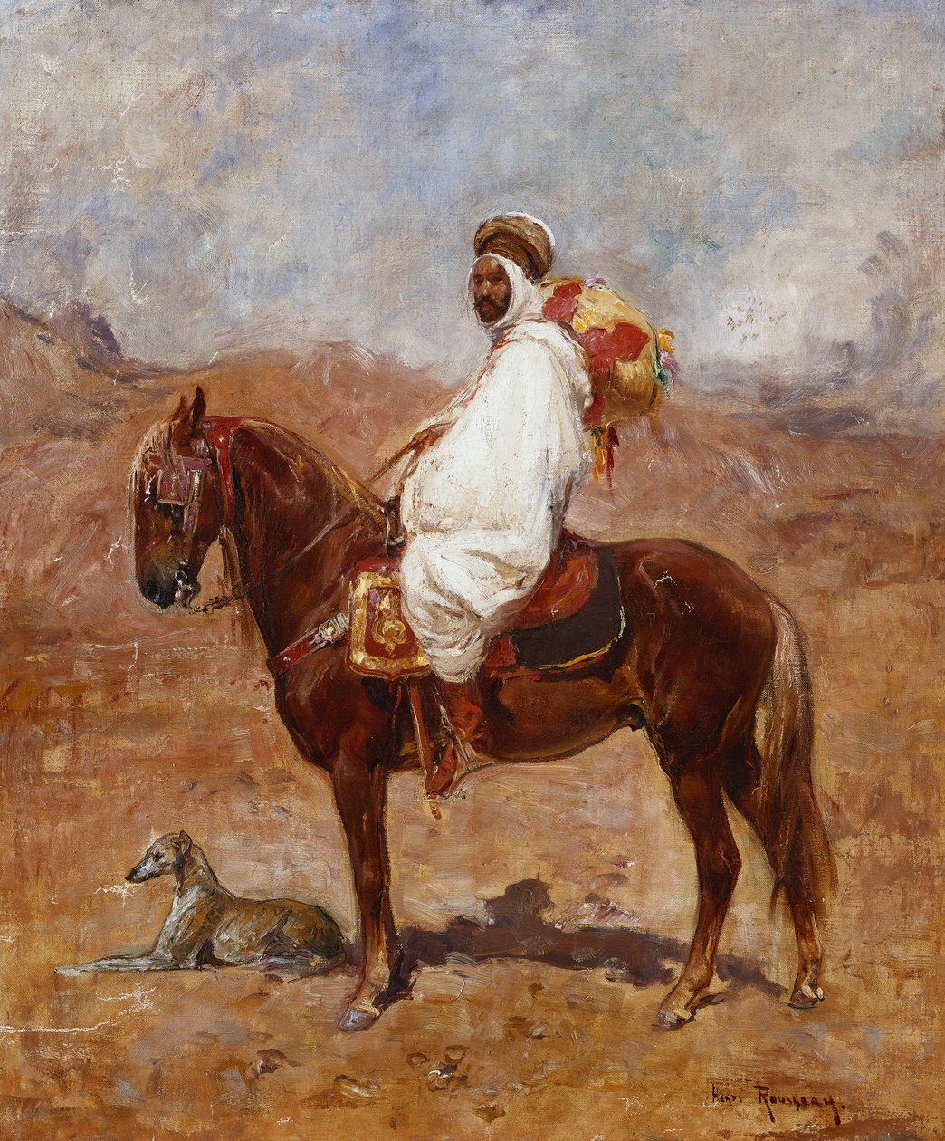 En araber på en hest i et ørkenlandskap av Henri Emilien Rousseau