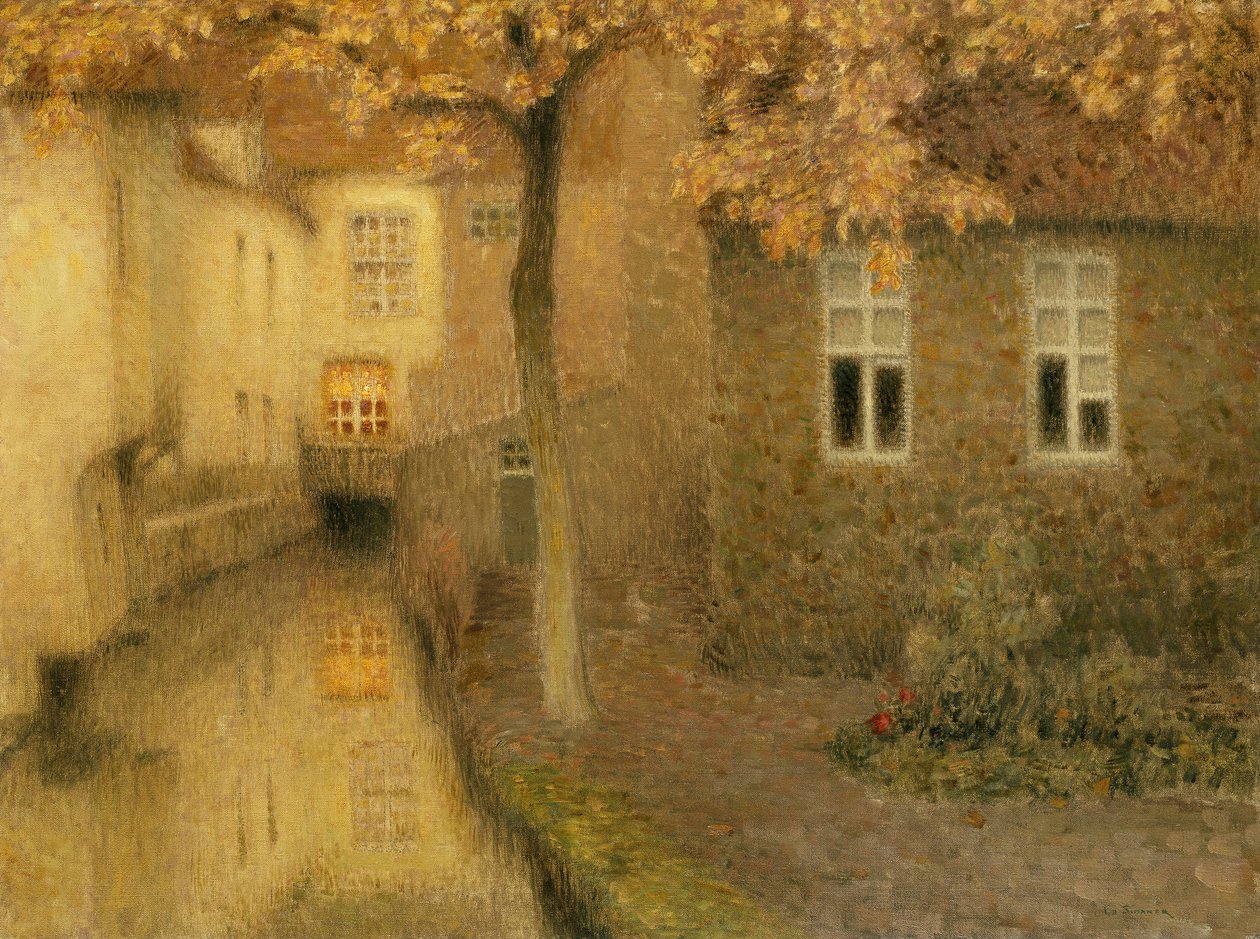 En kanal i Brugge ved skumring, ca. 1898 av Henri Eugene Augustin Le Sidaner