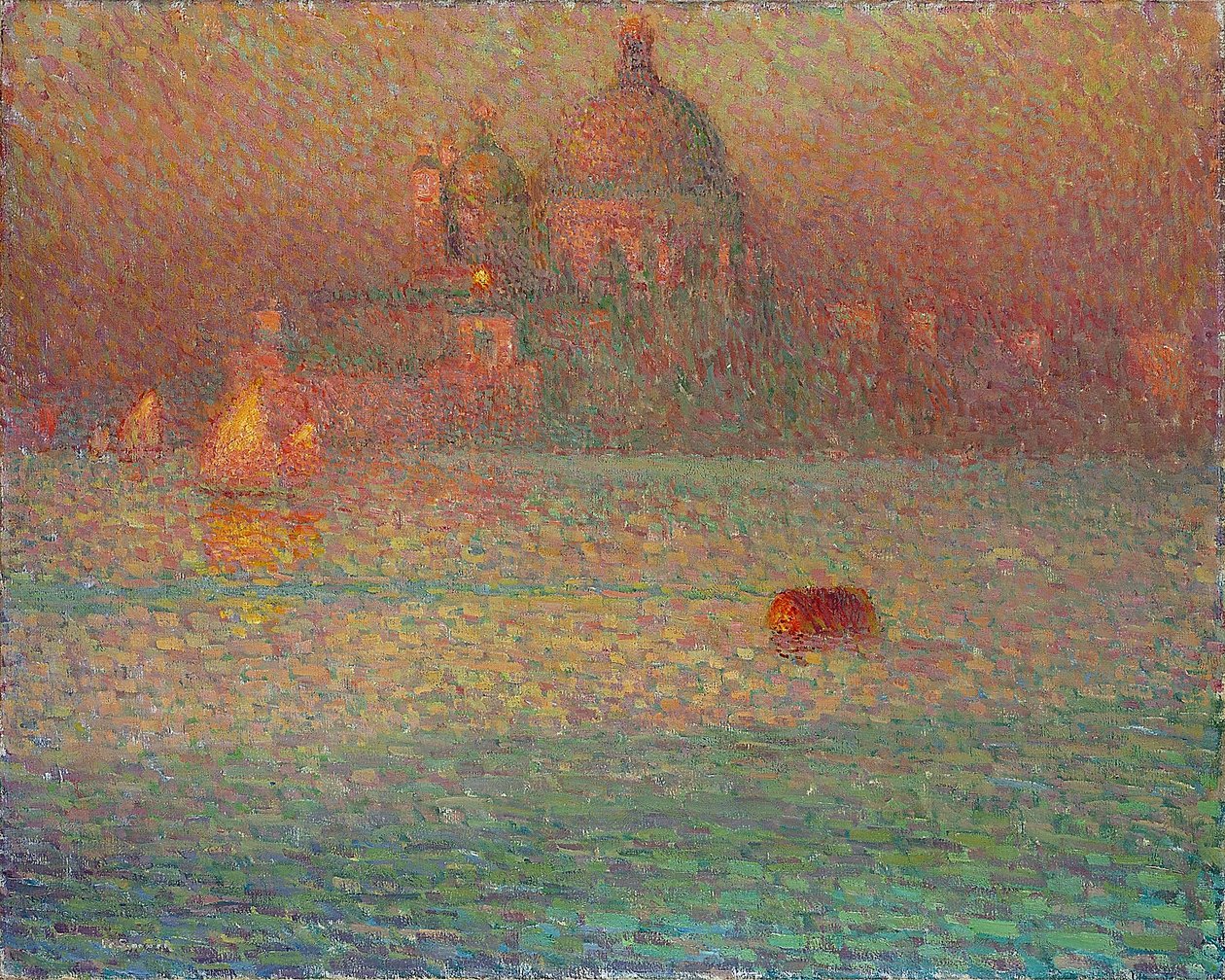 Fyrverkeri - Vintermorgen i Venezia - Maleri av Henri Le Sidaner (1862-1939), Olje på lerret av Henri Eugene Augustin Le Sidaner