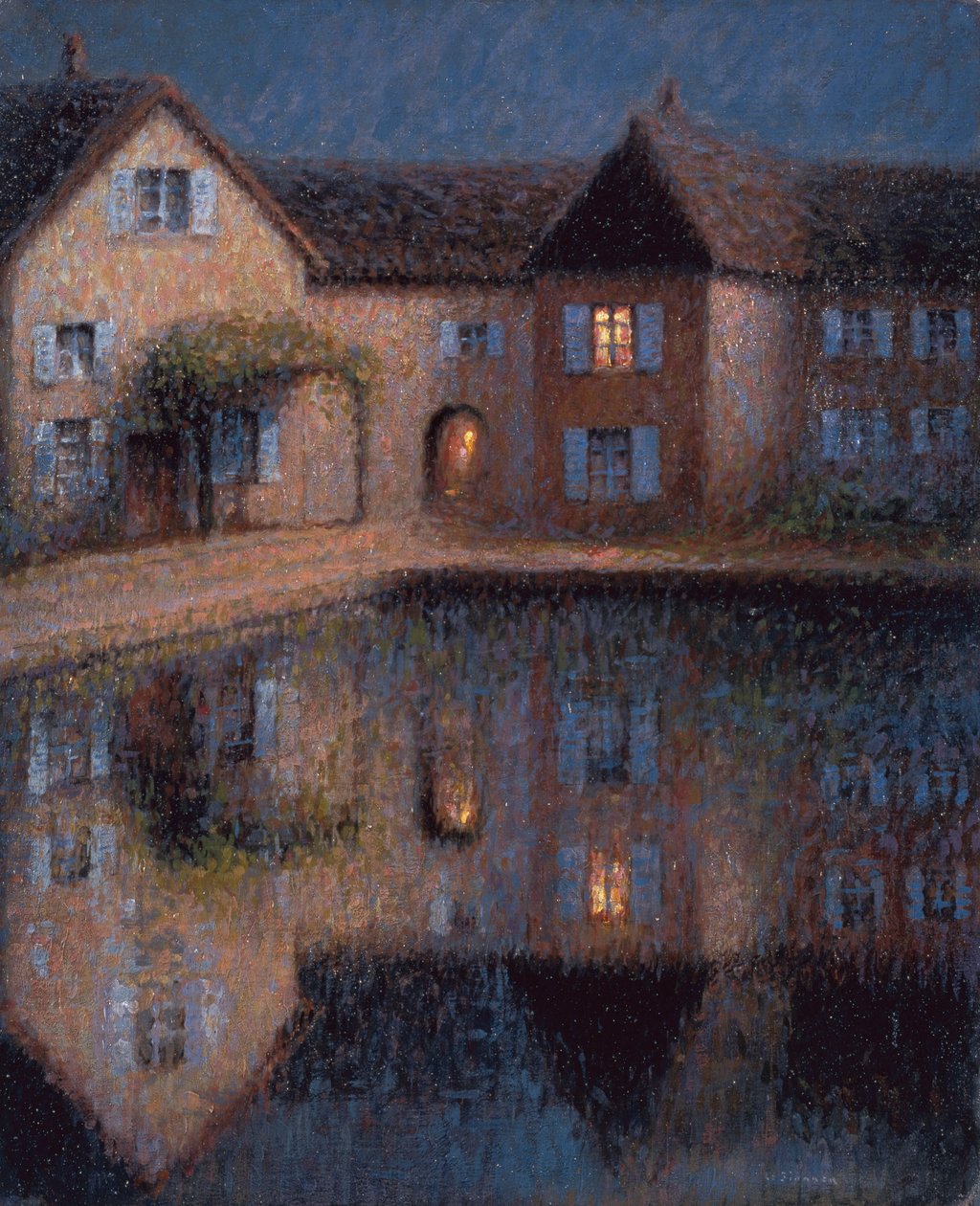 Hus ved vannet (olje på lerret) av Henri Eugene Augustin Le Sidaner