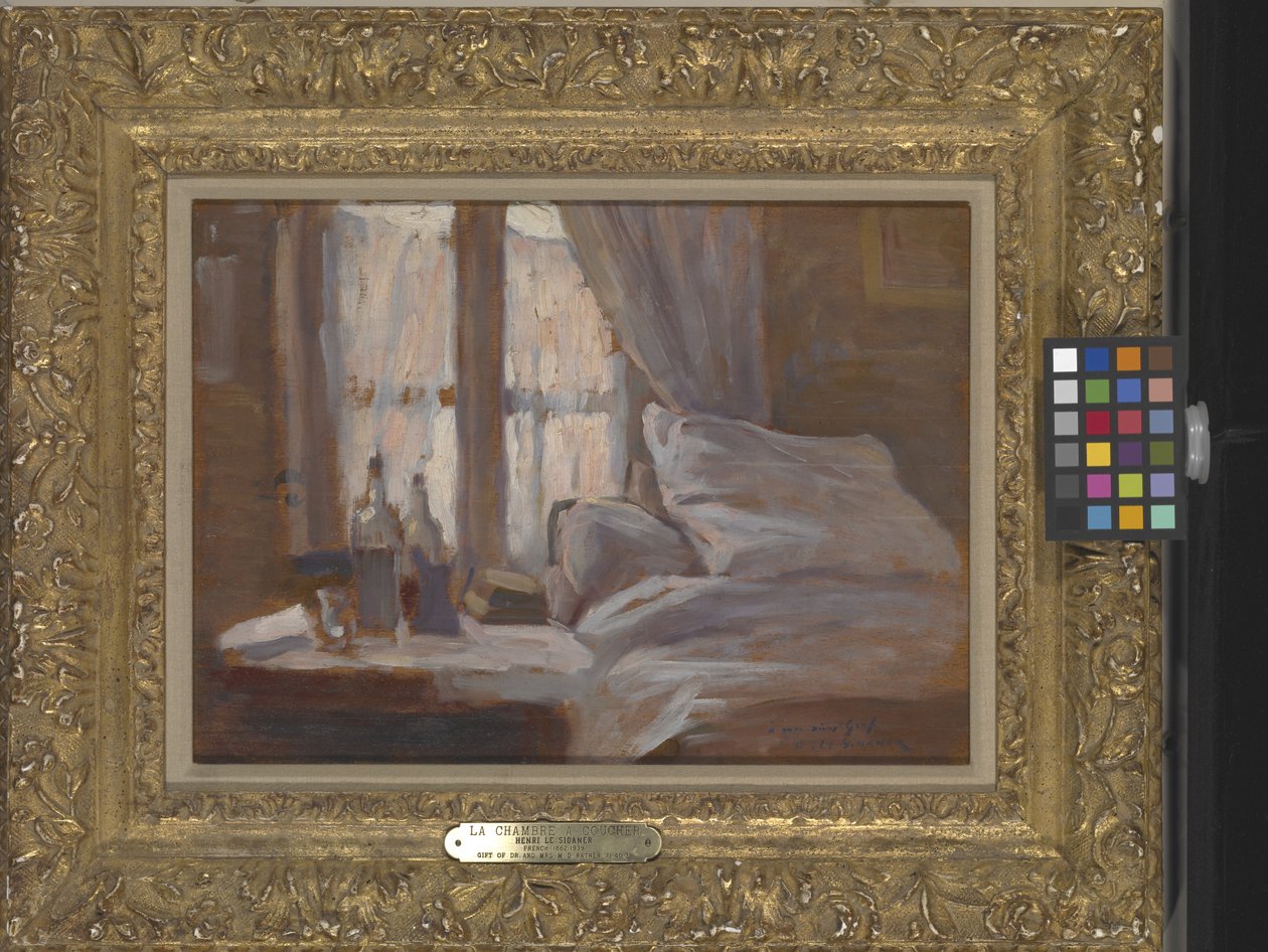 Soverommet (olje på tre) av Henri Eugene Augustin Le Sidaner