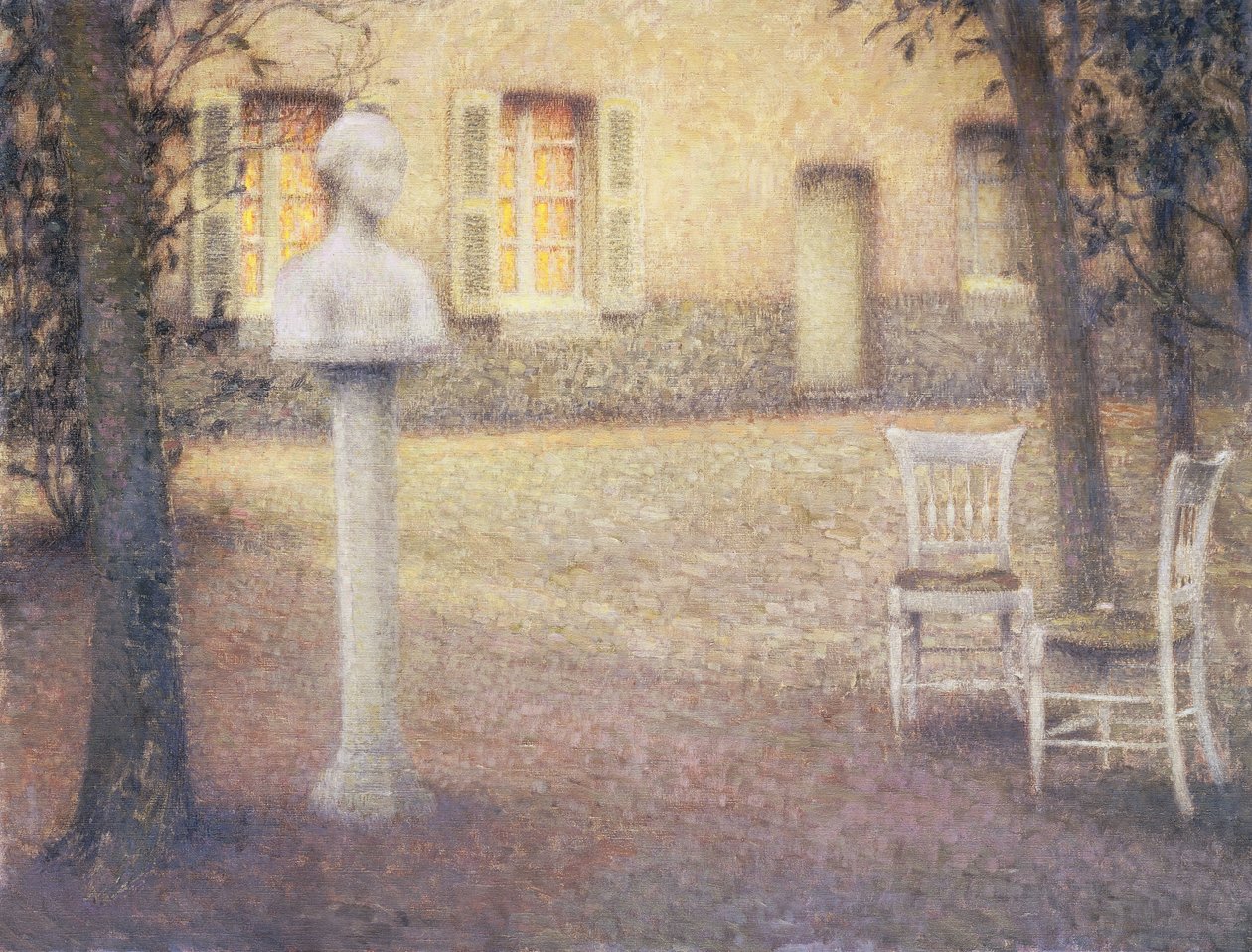 Bysten i hagen ved Twilight; Bysten i hagen ved Twilight av Henri Eugene Augustin Le Sidaner