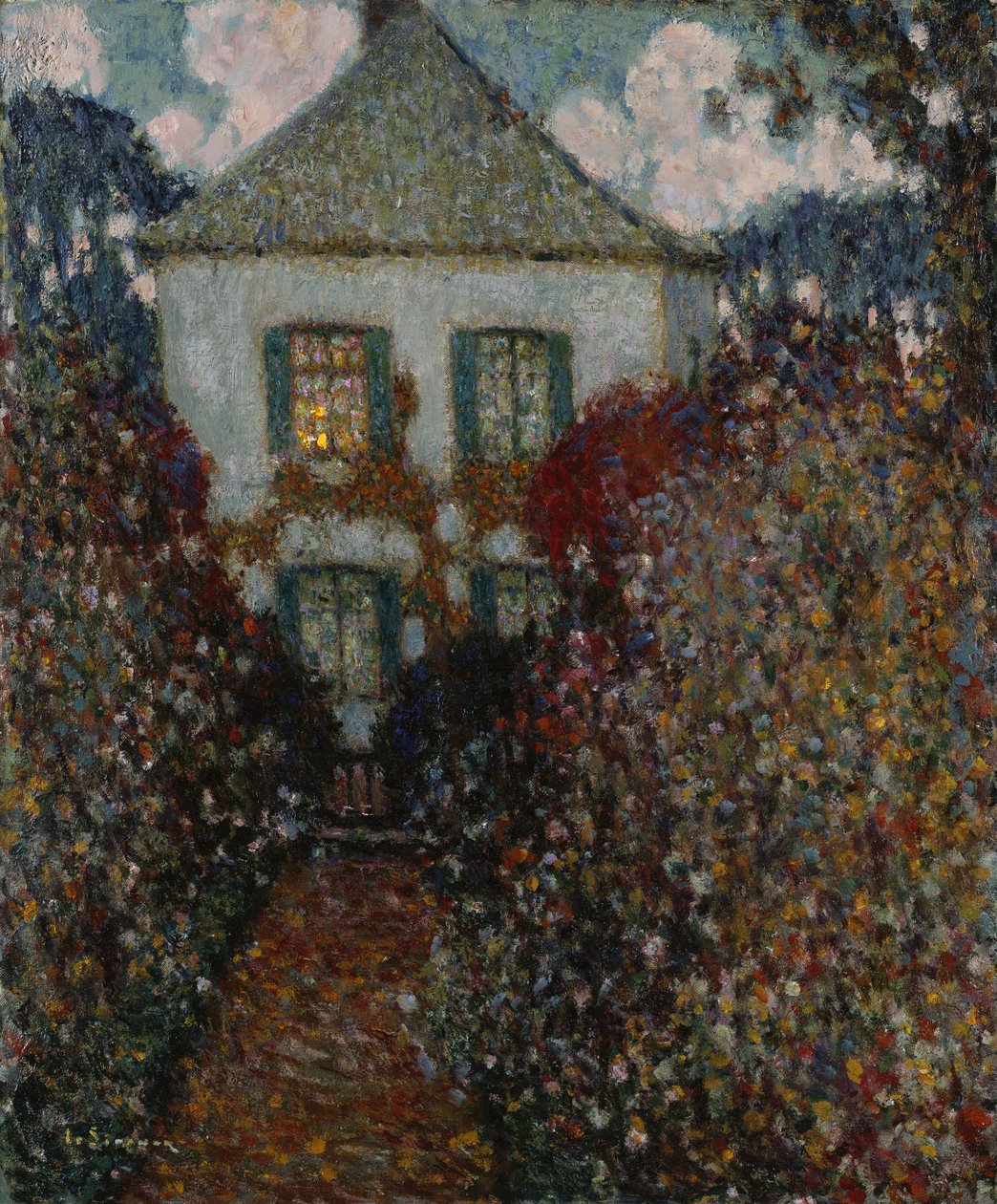 The House of Jean-Jacques Rousseau, Chambray (olje på lerret) av Henri Eugene Augustin Le Sidaner