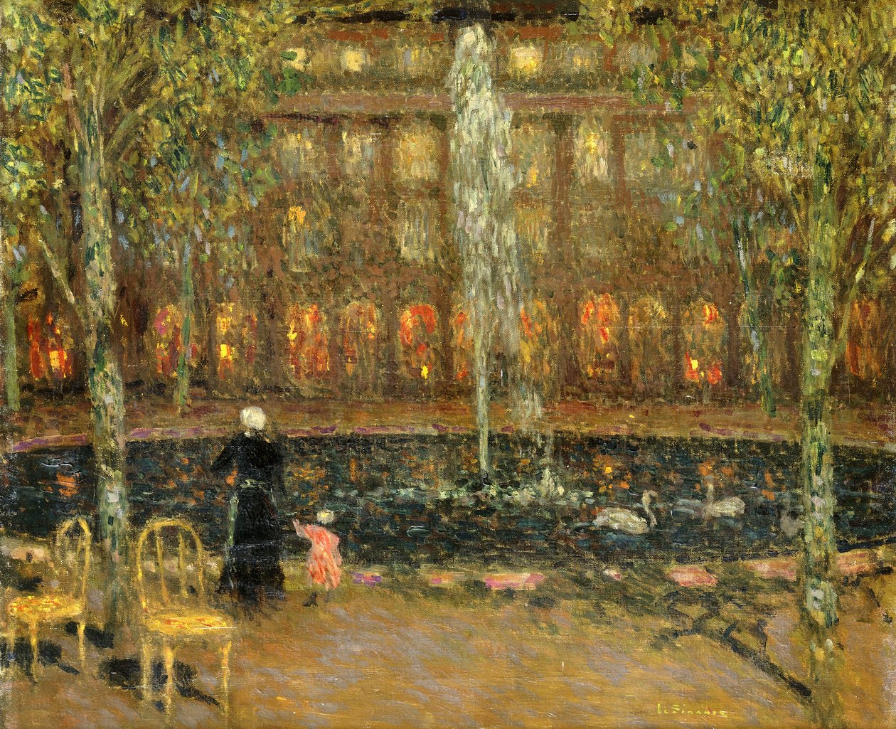 Dammen ved Palais Royal; Bassenget ved Det kongelige slott av Henri Eugene Augustin Le Sidaner