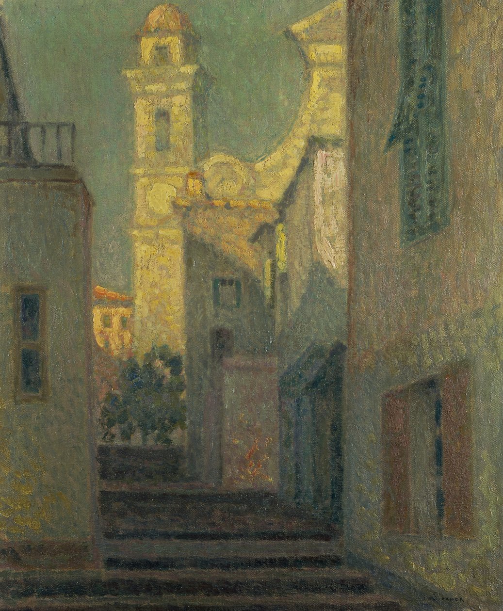 Gaten til kirken, Villefranche-sur-Mer av Henri Eugene Augustin Le Sidaner