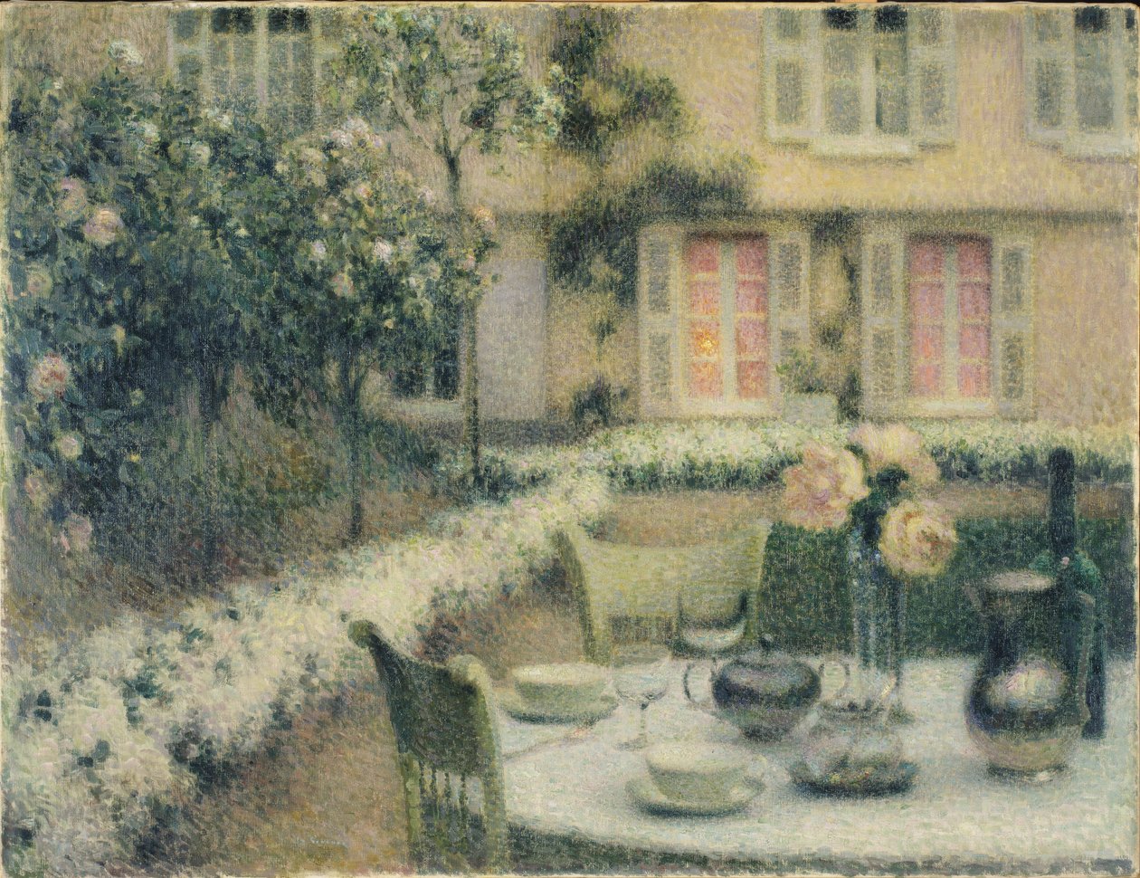 Bordet i den hvite hagen på Gerberoy av Henri Eugene Augustin Le Sidaner