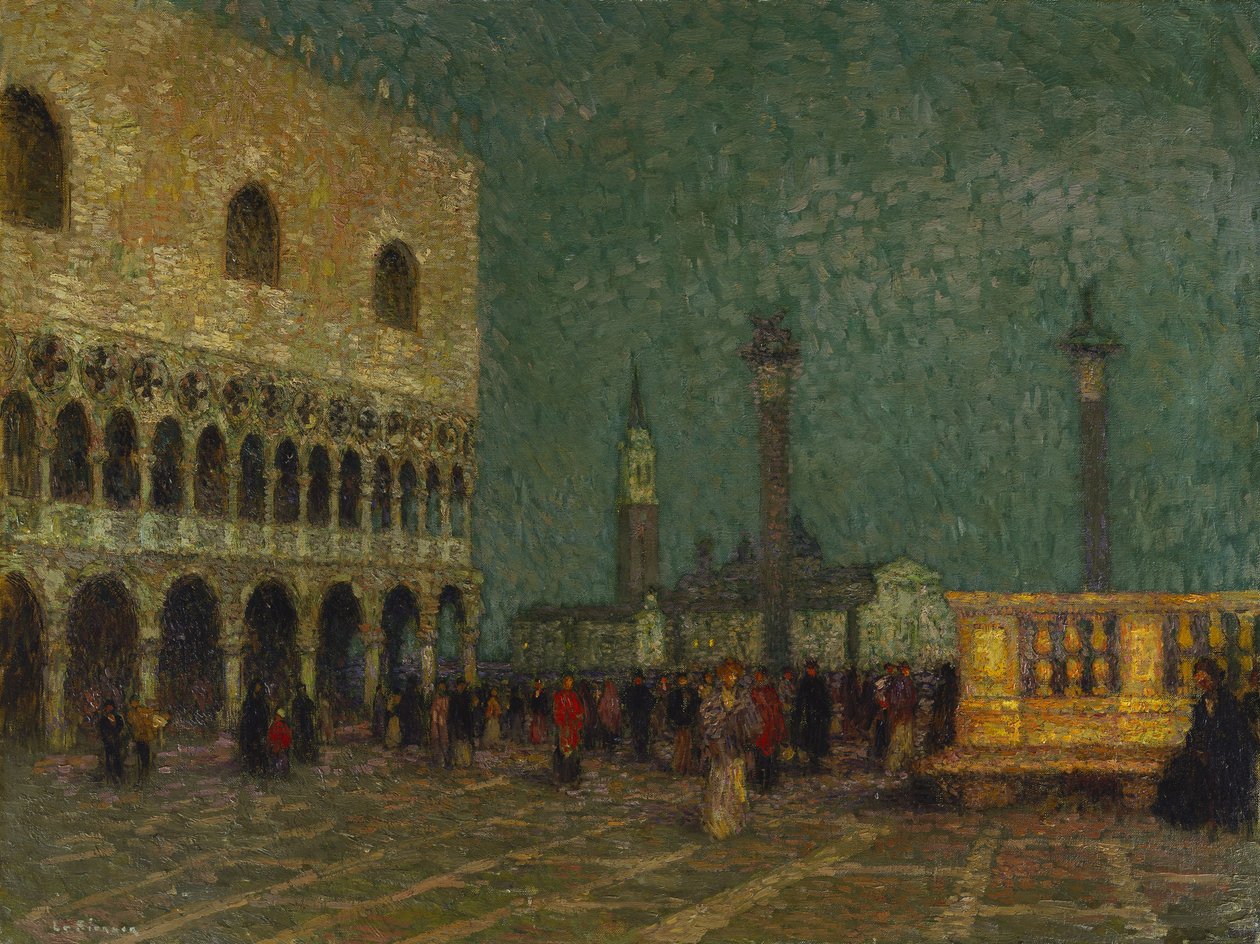 Venezia, Markusplassen, ca. 1914 (olje på lerret) av Henri Eugene Augustin Le Sidaner
