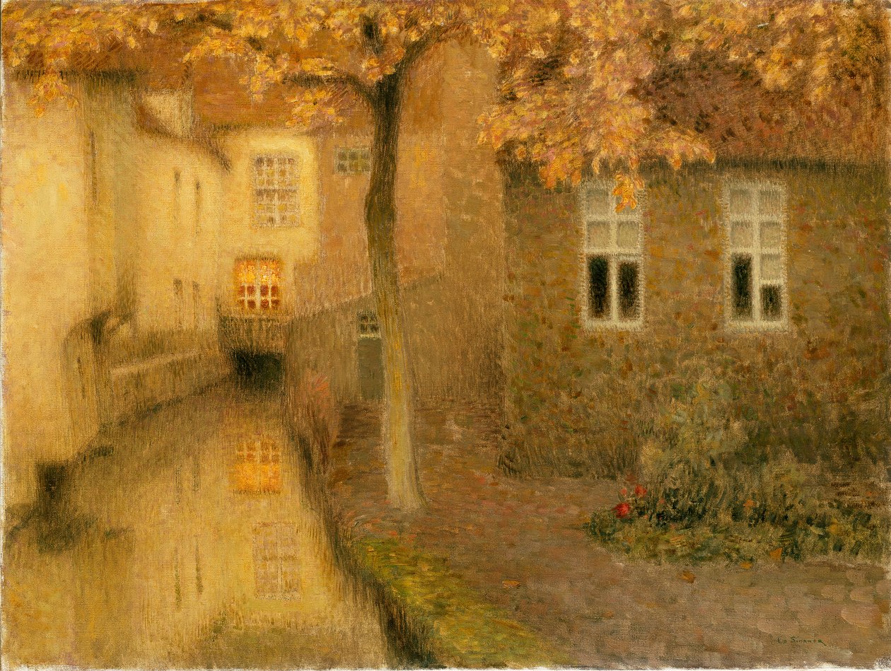 En kanal i Brugge ved skumring, c1898 av Henri Eugene Le Sidaner