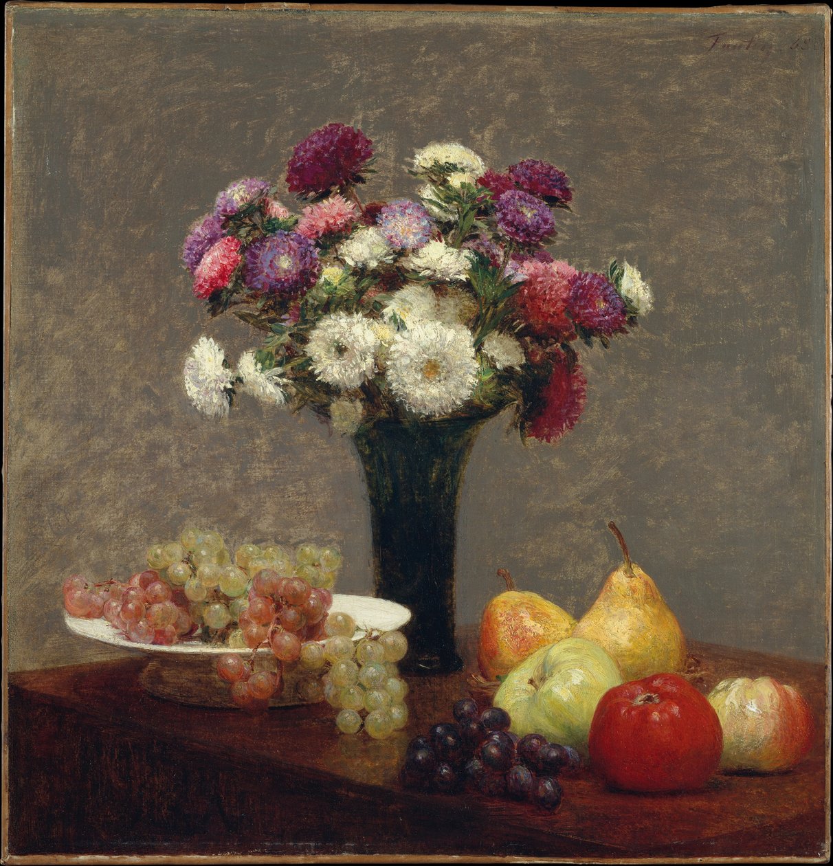 Asters og frukt på et bord av Henri Fantin-Latour