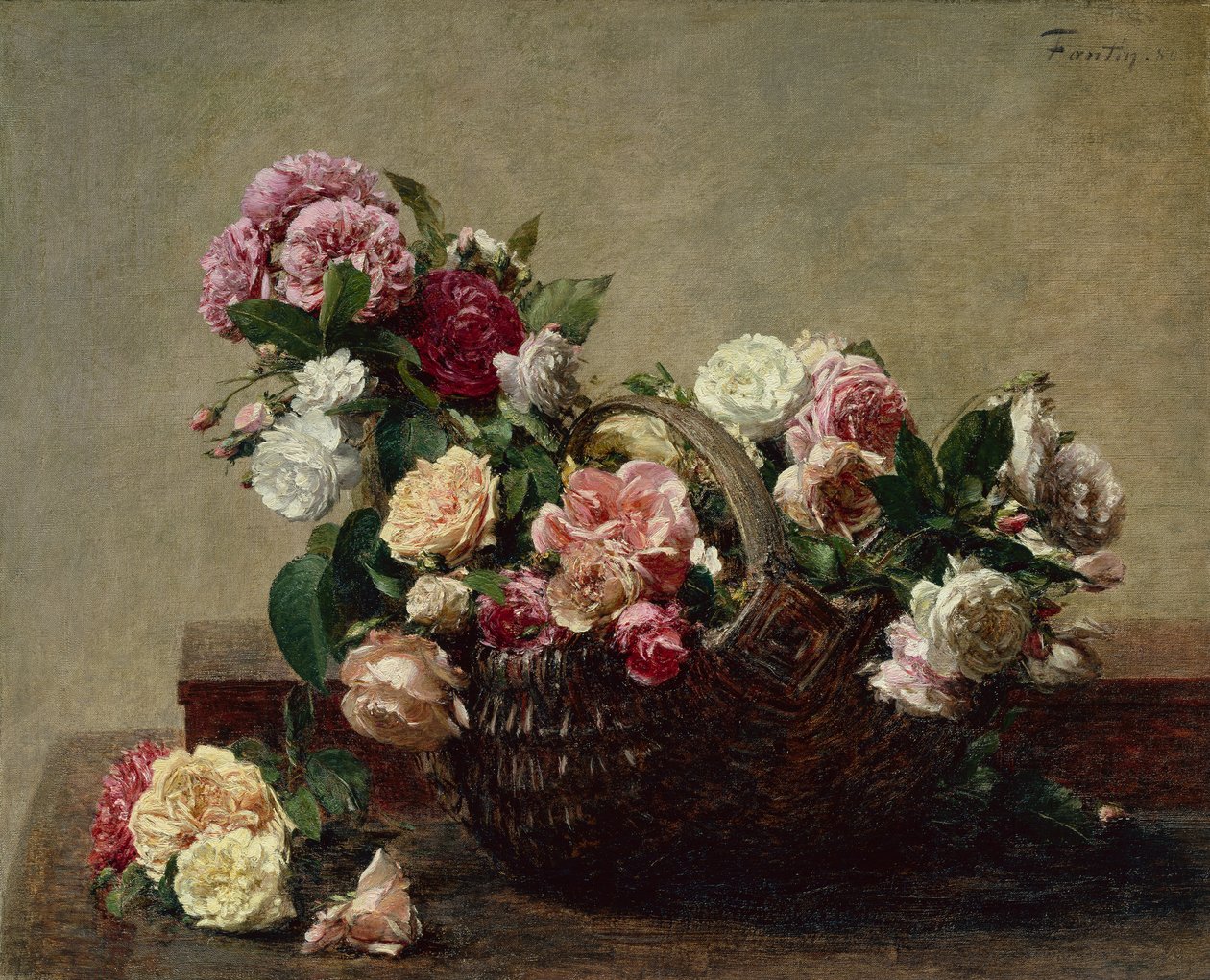 Kurv med roser av Ignace Henri Jean Fantin Latour