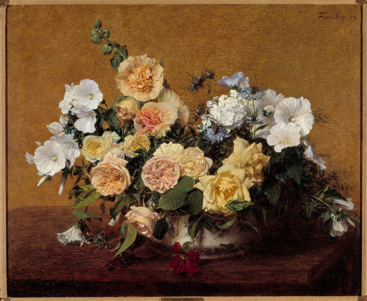 Bukett blomster Maleri av Henri Fantin Latour (Fantin-Latour av Ignace Henri Jean Fantin Latour