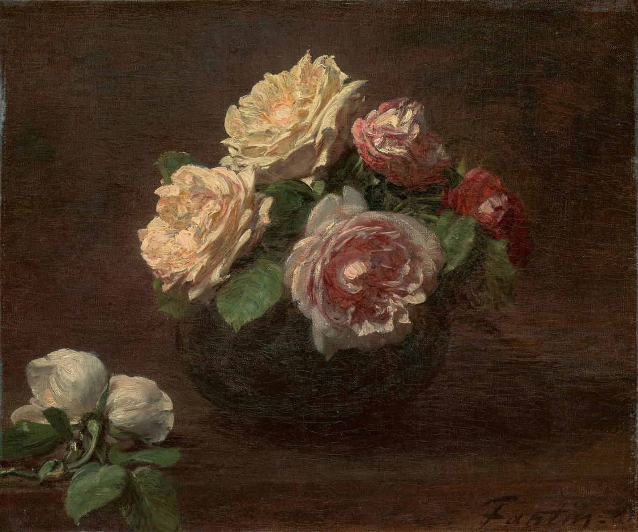 Roser i en bolle av Henri Fantin-Latour