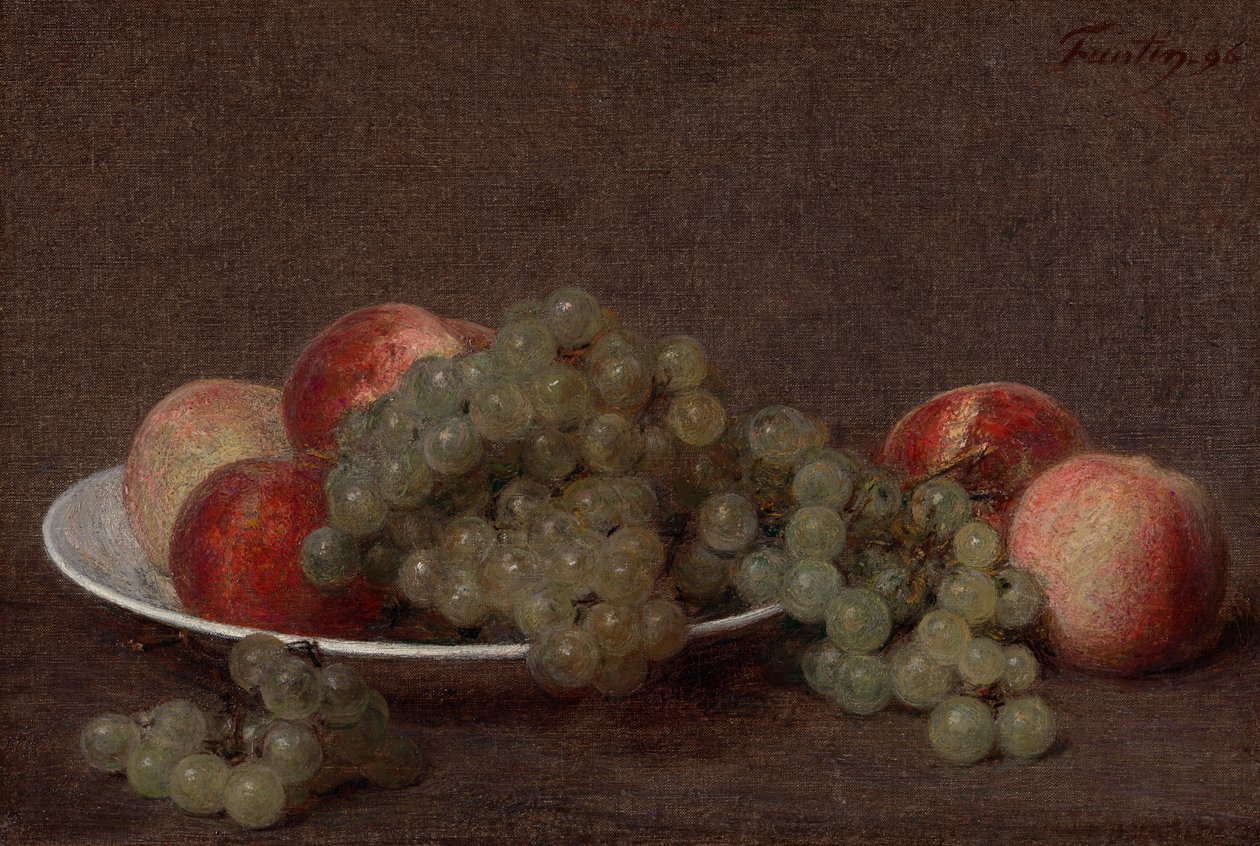 Stilleben med ferskener og druer av Henri Fantin-Latour