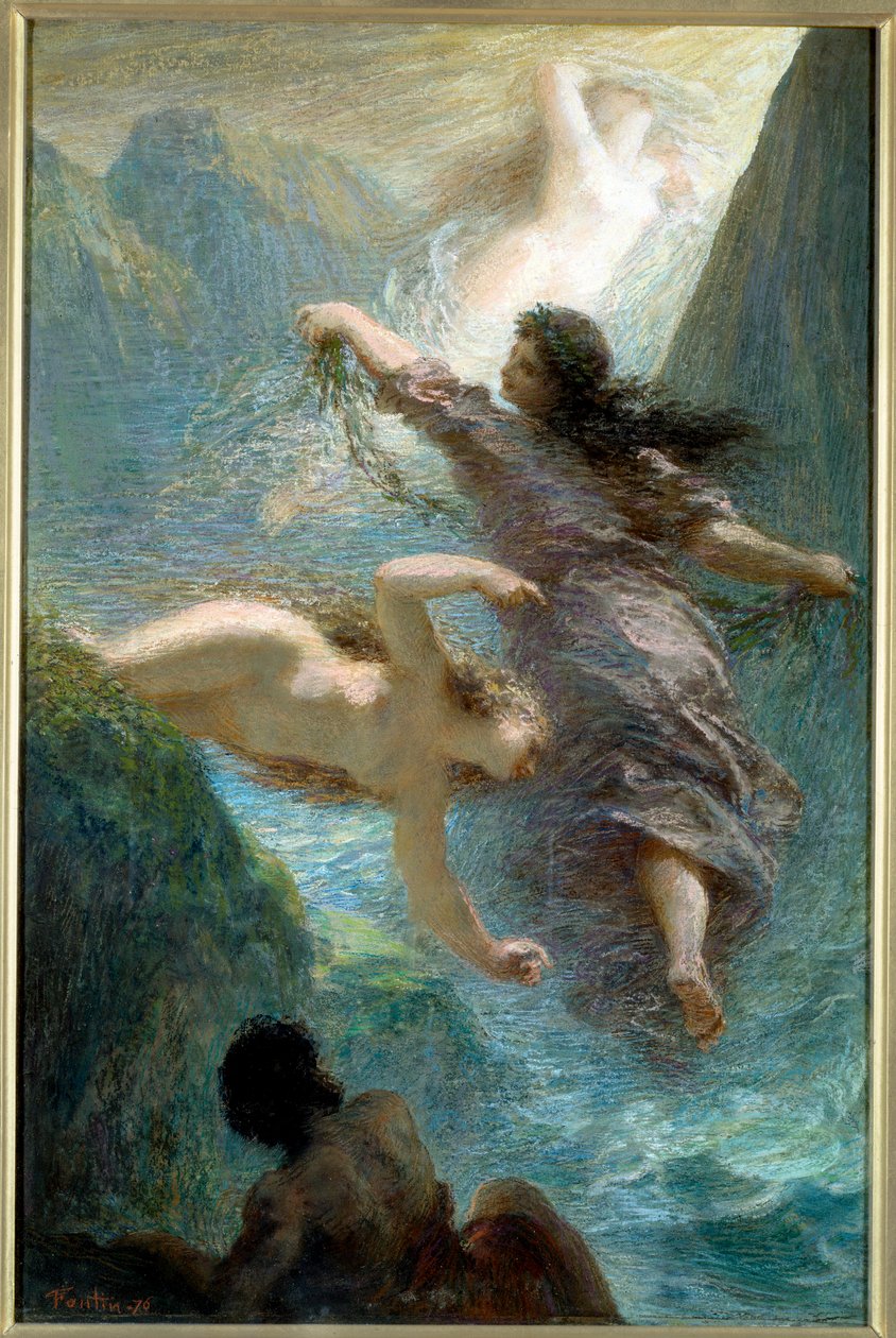 Jentene på Rhinen. Pastell av Henri Fantin Latour (Fantin-Latour av Ignace Henri Jean Fantin Latour