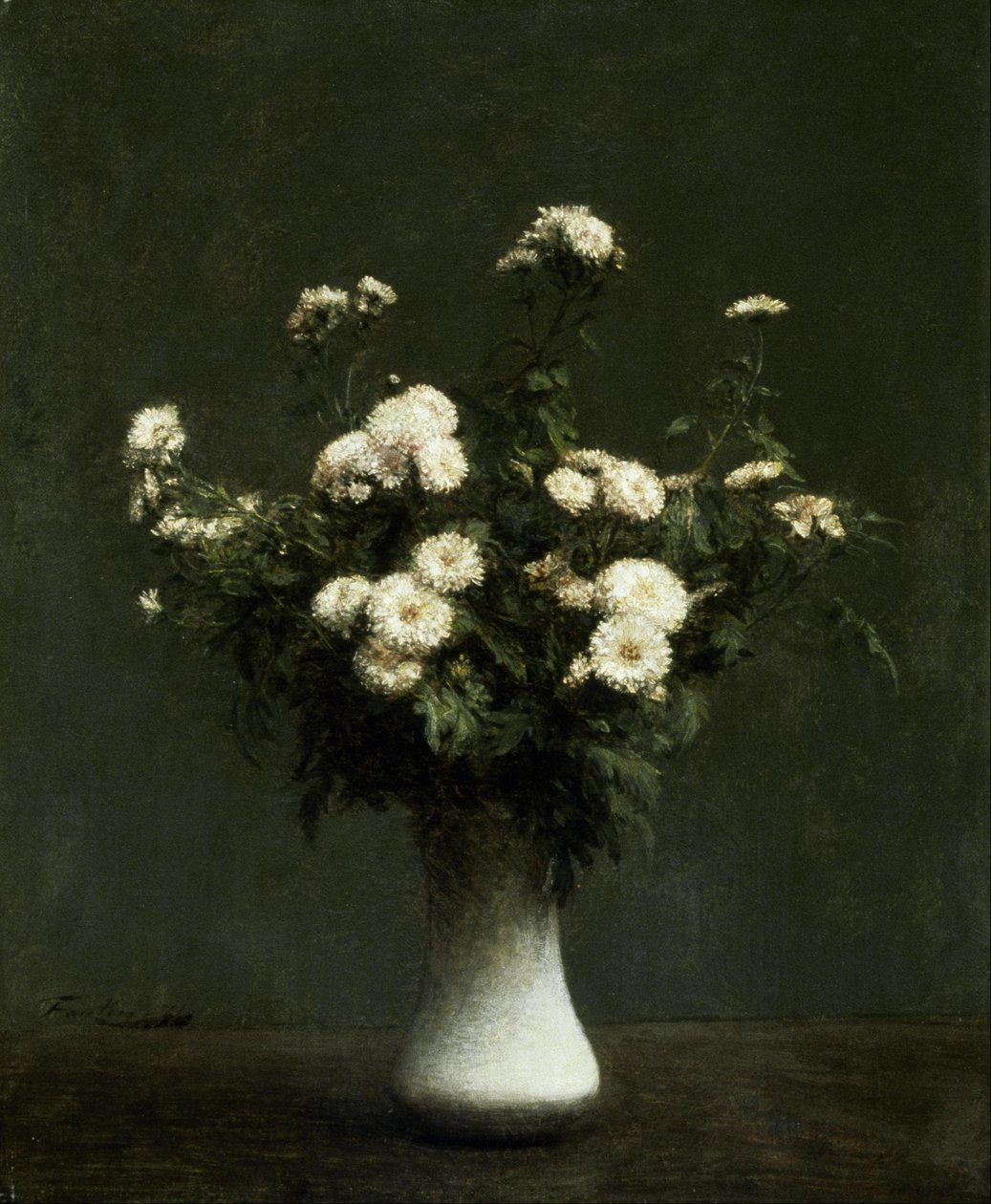Vase med krysantemum av Henri Fantin-Latour