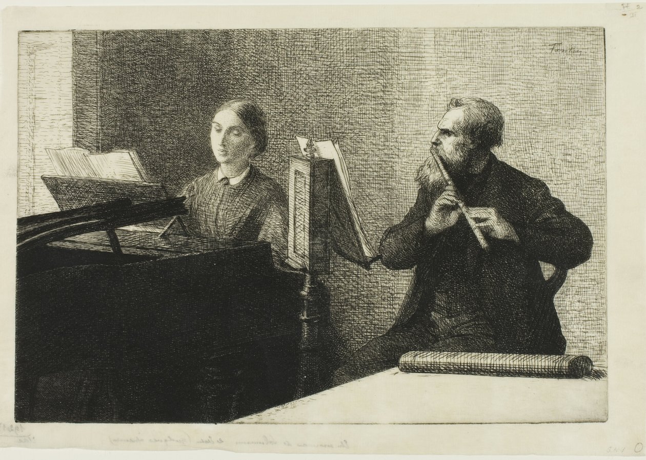 Et stykke av Schumann av Ignace Henri Jean Fantin Latour