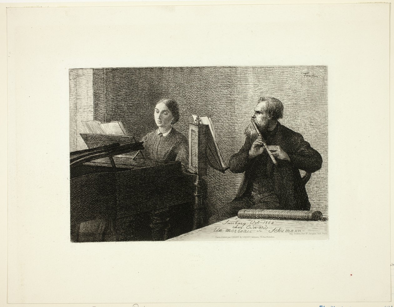 Et stykke av Schumann av Ignace Henri Jean Fantin Latour