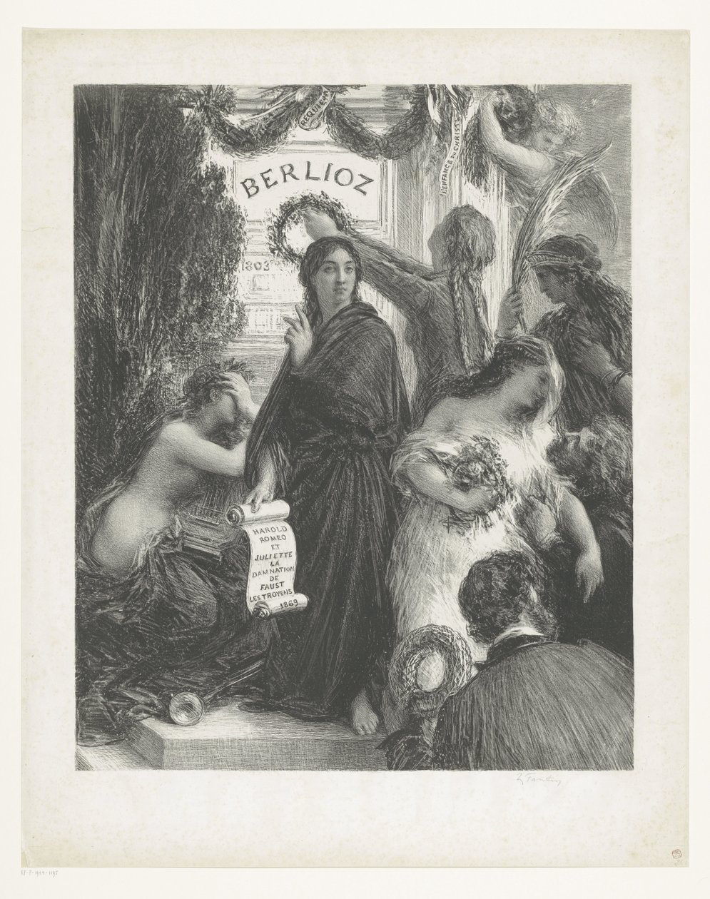 Plakatmusikk Hector Berlioz jubileumsdagen. H.J. Mellom 1. og 2. stat, ikke med Hédiard av Ignace Henri Jean Fantin Latour