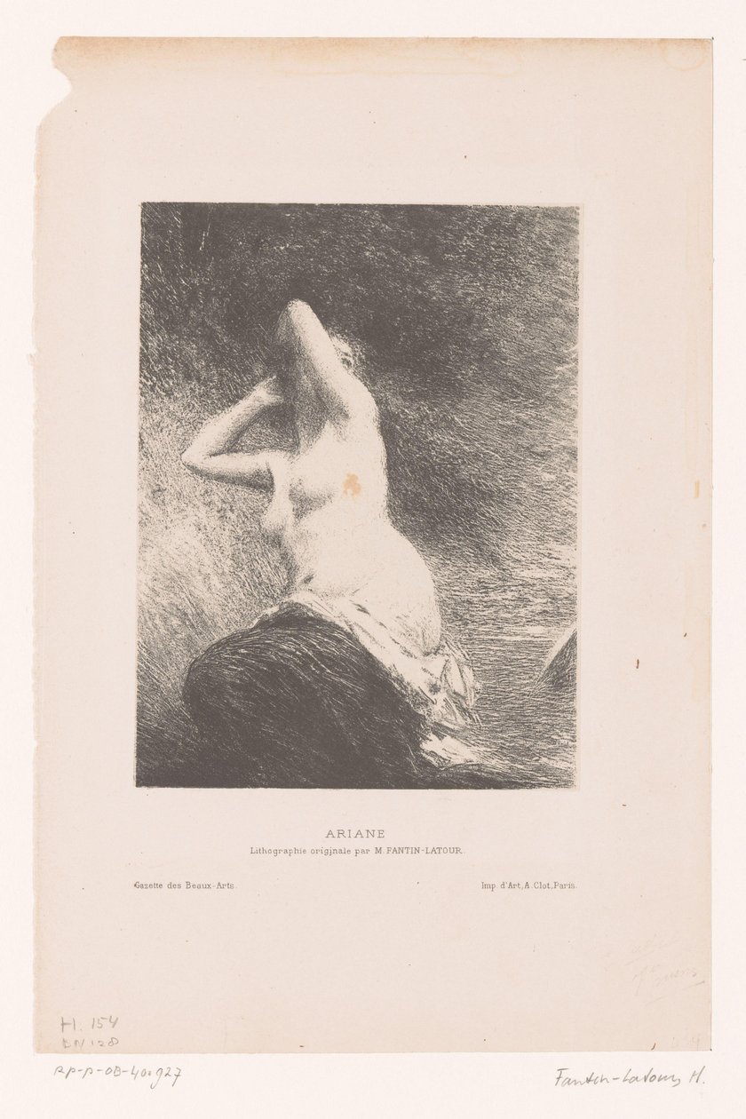 Ariadne etterlot seg på øya Naxos Ariane (tittel på objekt) av Ignace Henri Jean Fantin Latour