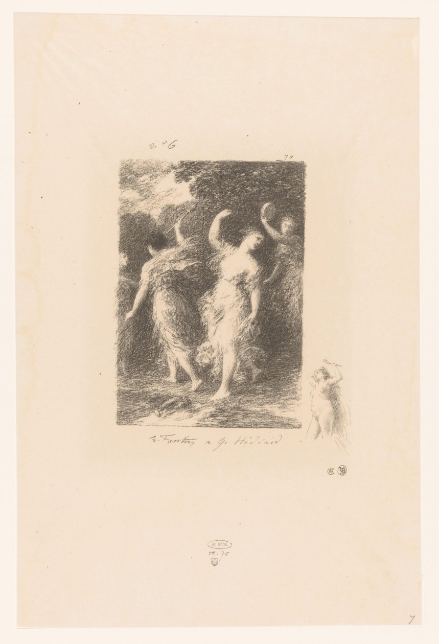 Bacchantes danser og lager musikk Bacchus Dikt av André Chénier (serietittel) Illustrasjoner pour les Poésies d