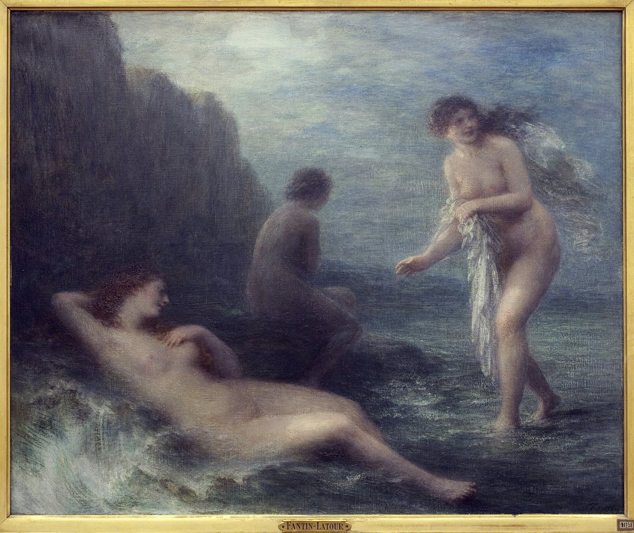 Ved sjøen. Maleri av Henri Fantin Latour (1836-1904), Olje på lerret av Ignace Henri Jean Fantin Latour