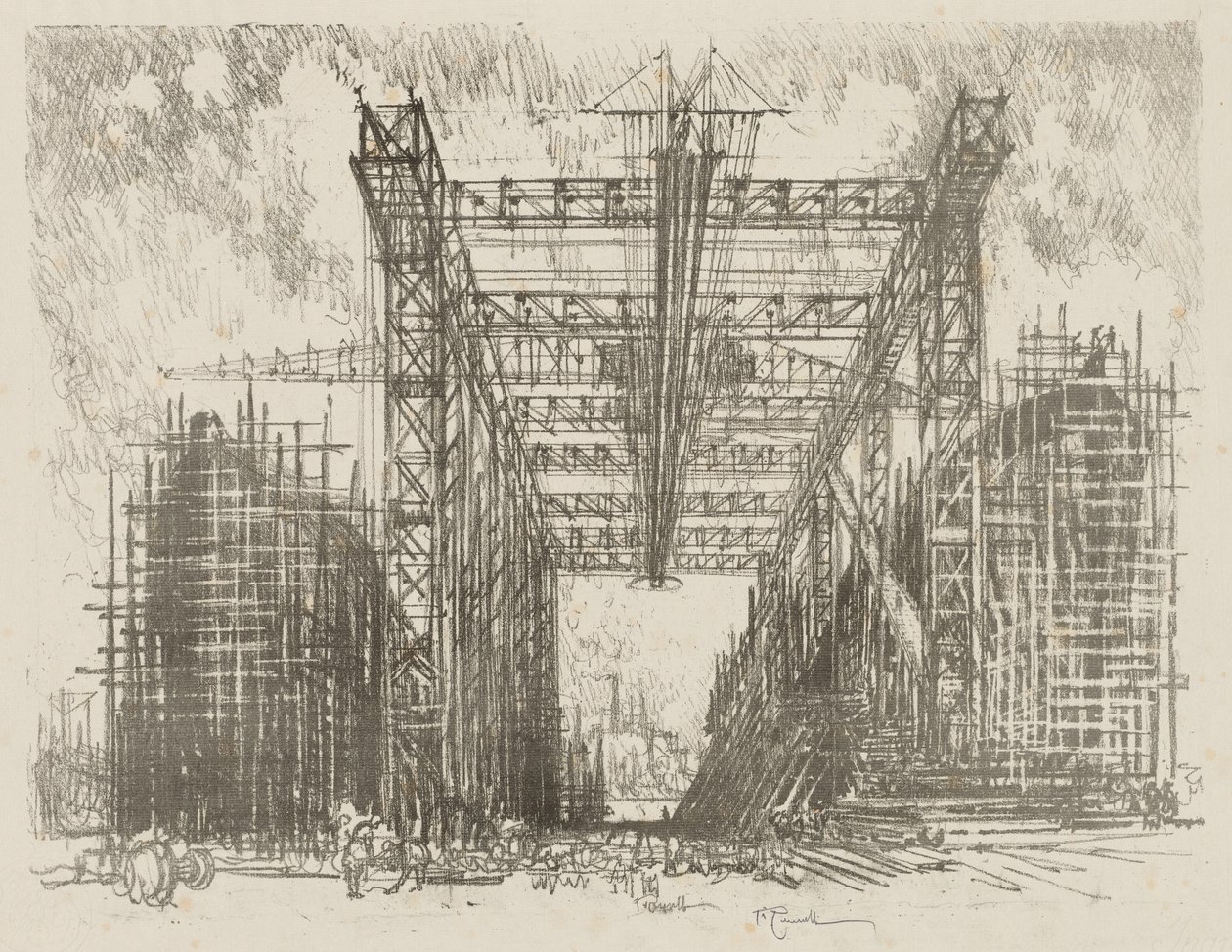 English War Work: The Gantry (A Merchant Shipyard) av Ignace Henri Jean Fantin Latour
