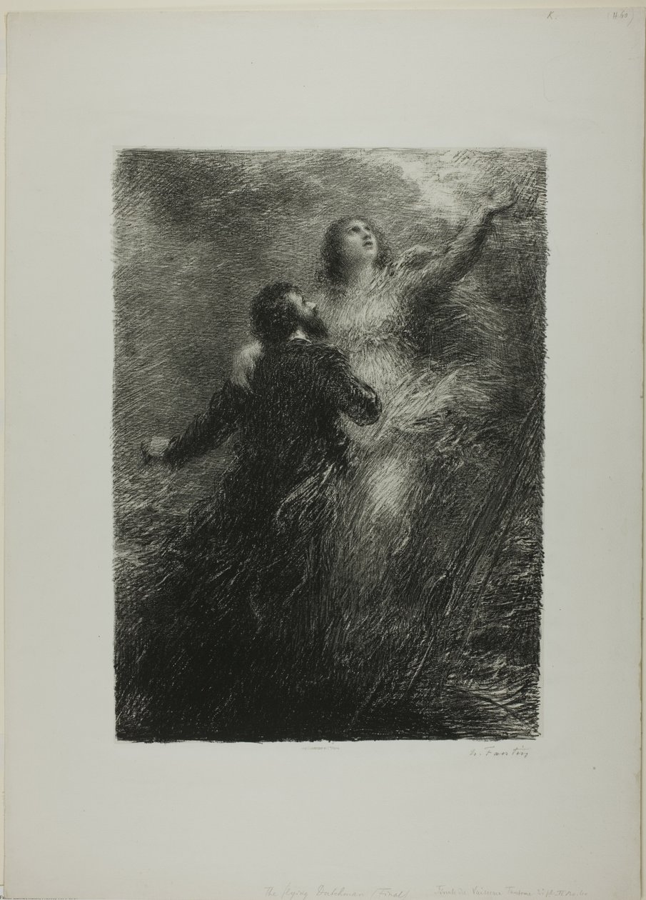 Finale av den flygende nederlenderen, andre plate av Ignace Henri Jean Fantin Latour