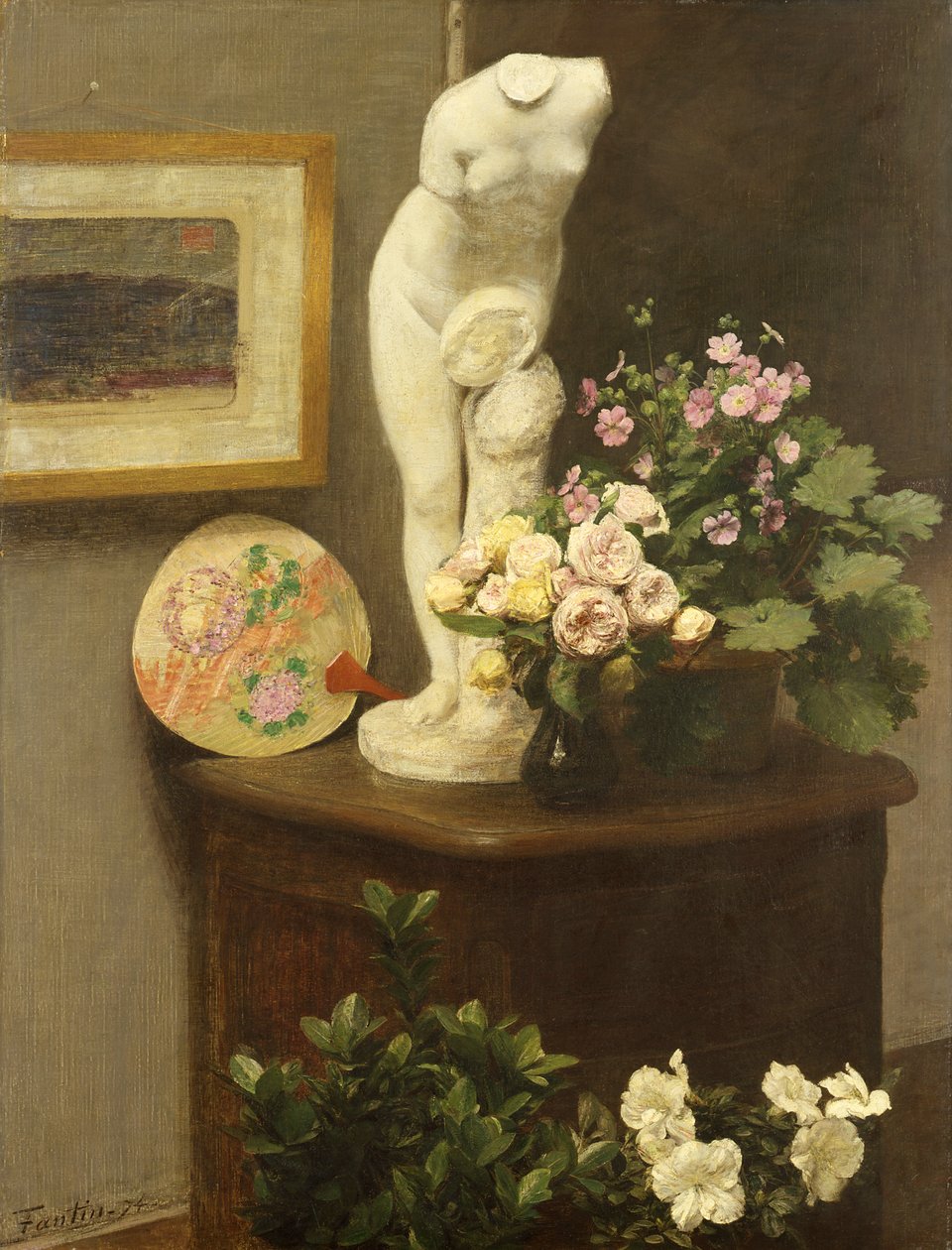 Blomster og diverse gjenstander av Ignace Henri Jean Fantin-Latour