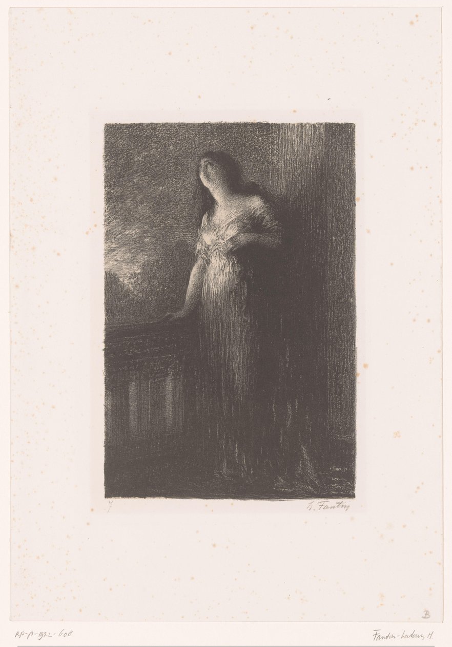 Julia er på balkongen om natten Romeo og Juliette. Selvtillit a la natt Livet og verkene til Hector Berlioz (serietittel) av Ignace Henri Jean Fantin Latour
