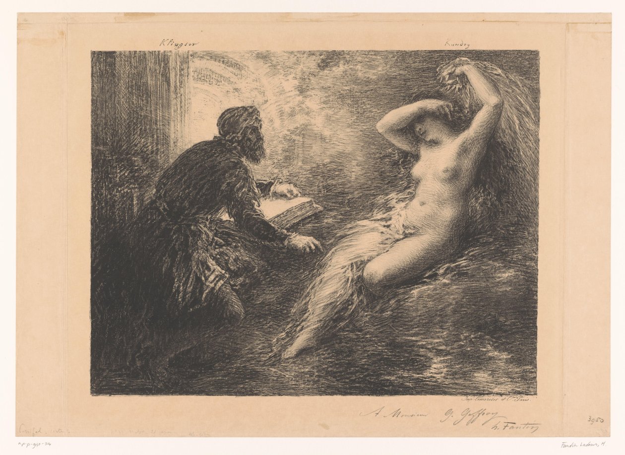 Klingsor tilkaller Kundry med en besvergelse Evocation de Kundry Klinsor Kundry (tittel på objekt) av Ignace Henri Jean Fantin Latour